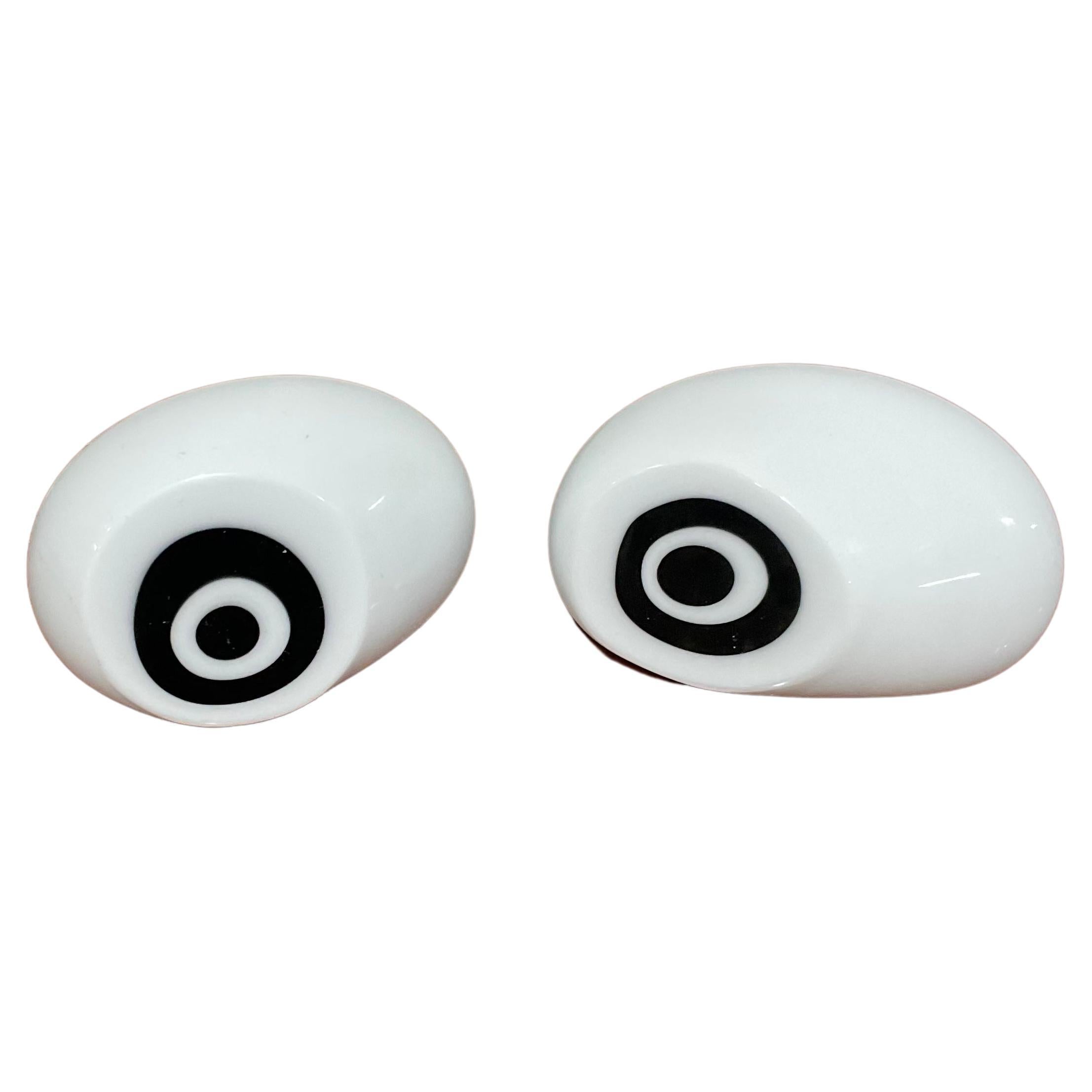 Pair Vistosi Murano Model S562 Sasso Stone Glass Eyeball Style Paperweights For Sale