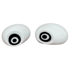 Pair Vistosi Murano Model S562 Sasso Stone Glass Eyeball Style Paperweights
