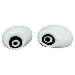 Vintage Pair Vistosi Murano Model S562 Sasso Stone Glass Eyeball Style Paperweights