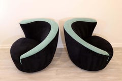 Pair Weiman Preview Corkscrew Nautilus Swivel Chairs Modern Contemporary