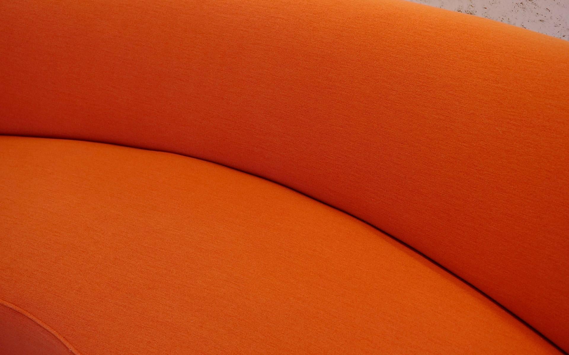Pair Vladimir Kagan Large Orange Serpentine / Cloud Sofas, Eleven Feet Long In Good Condition In Kansas City, MO