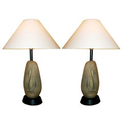 Pair Volcanic Glazed Lamps