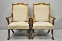 Pair of Hollywood Regency Curule Savonarola Upholstered Back X-Frame Armchairs