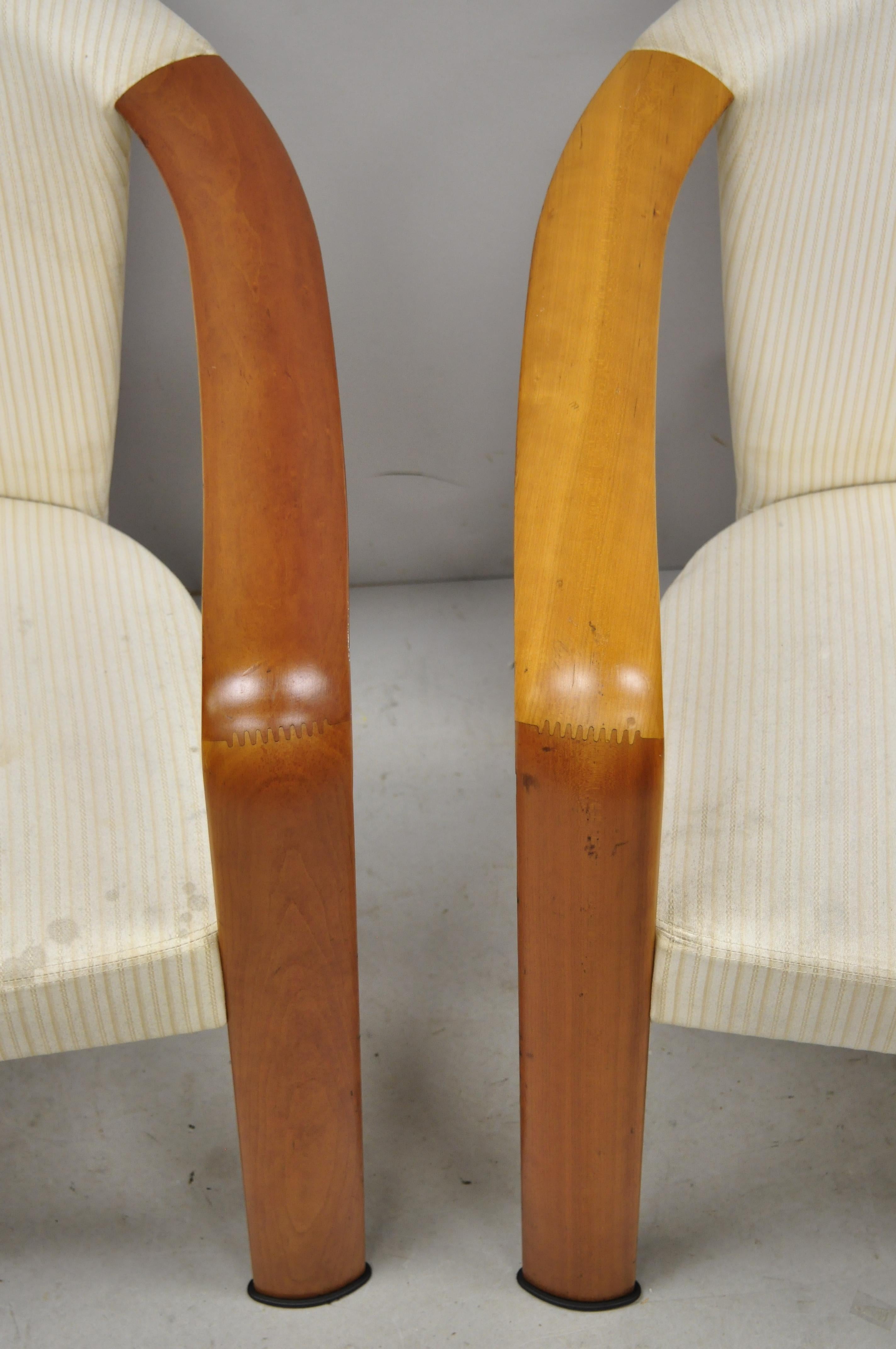 Mid-Century Modern Pair of Midcentury Danish Modern Solid Teak Wood Barrel Back Lounge Armchairs