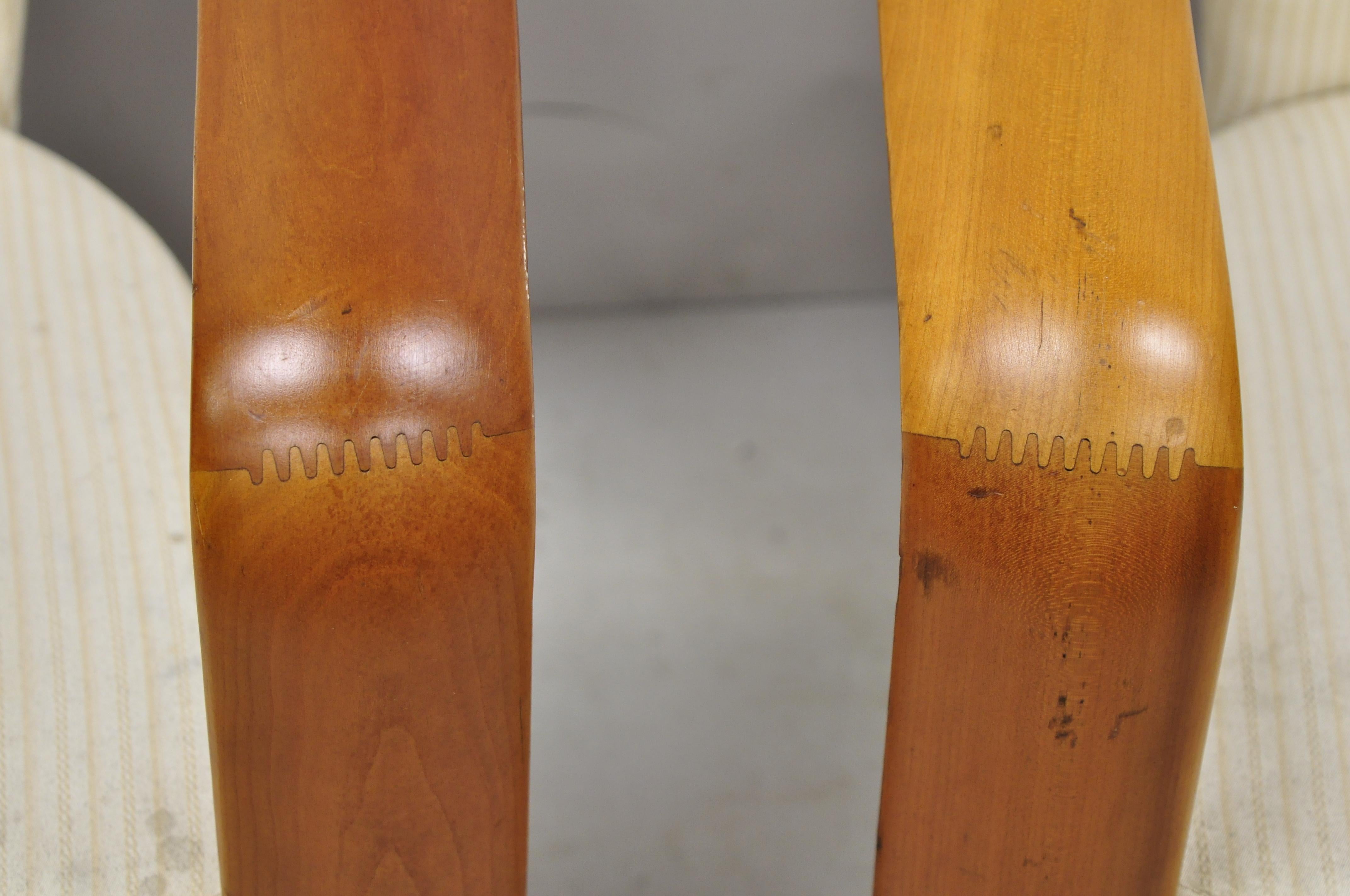 Pair of Midcentury Danish Modern Solid Teak Wood Barrel Back Lounge Armchairs In Good Condition In Philadelphia, PA