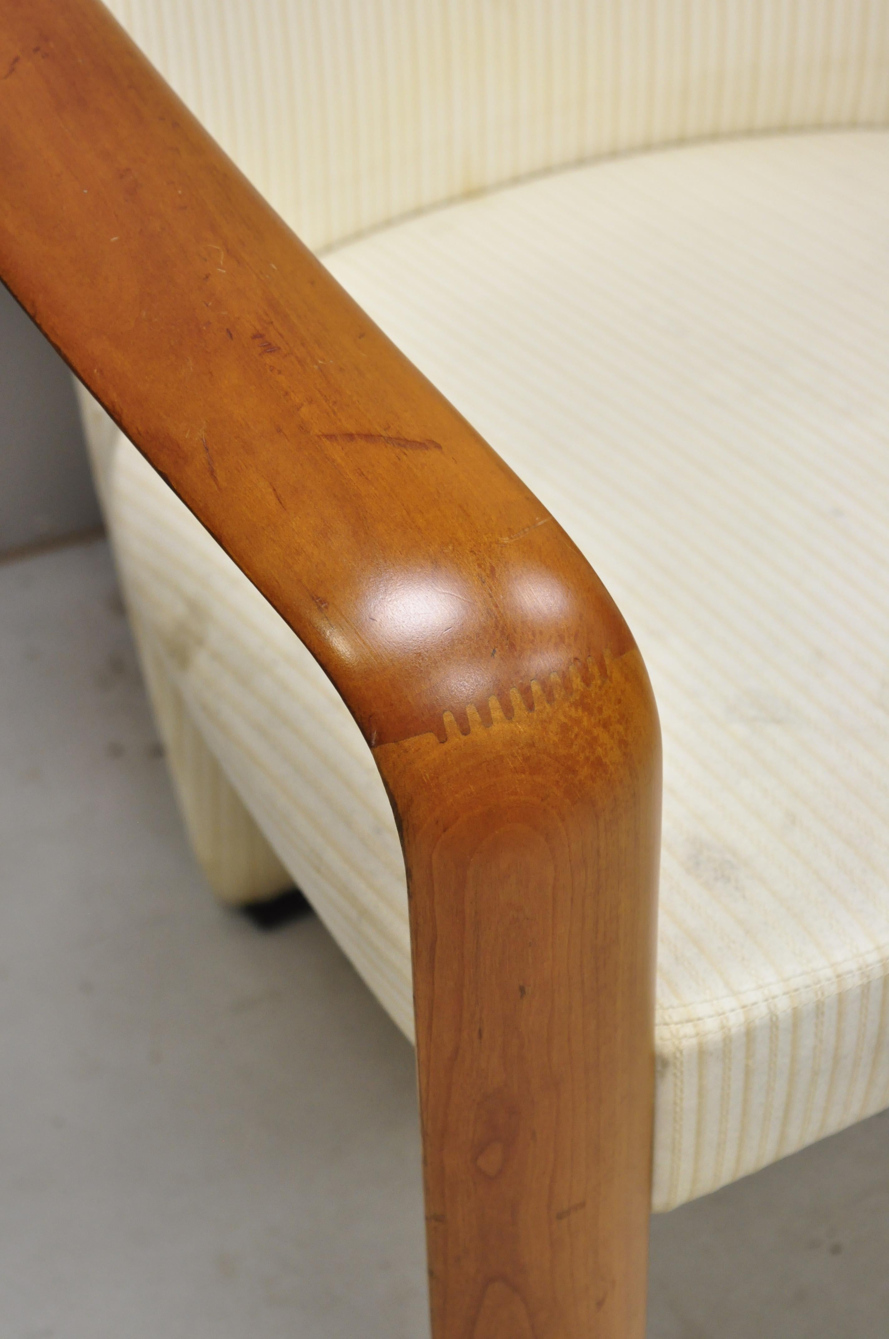 Pair of Midcentury Danish Modern Solid Teak Wood Barrel Back Lounge Armchairs 1