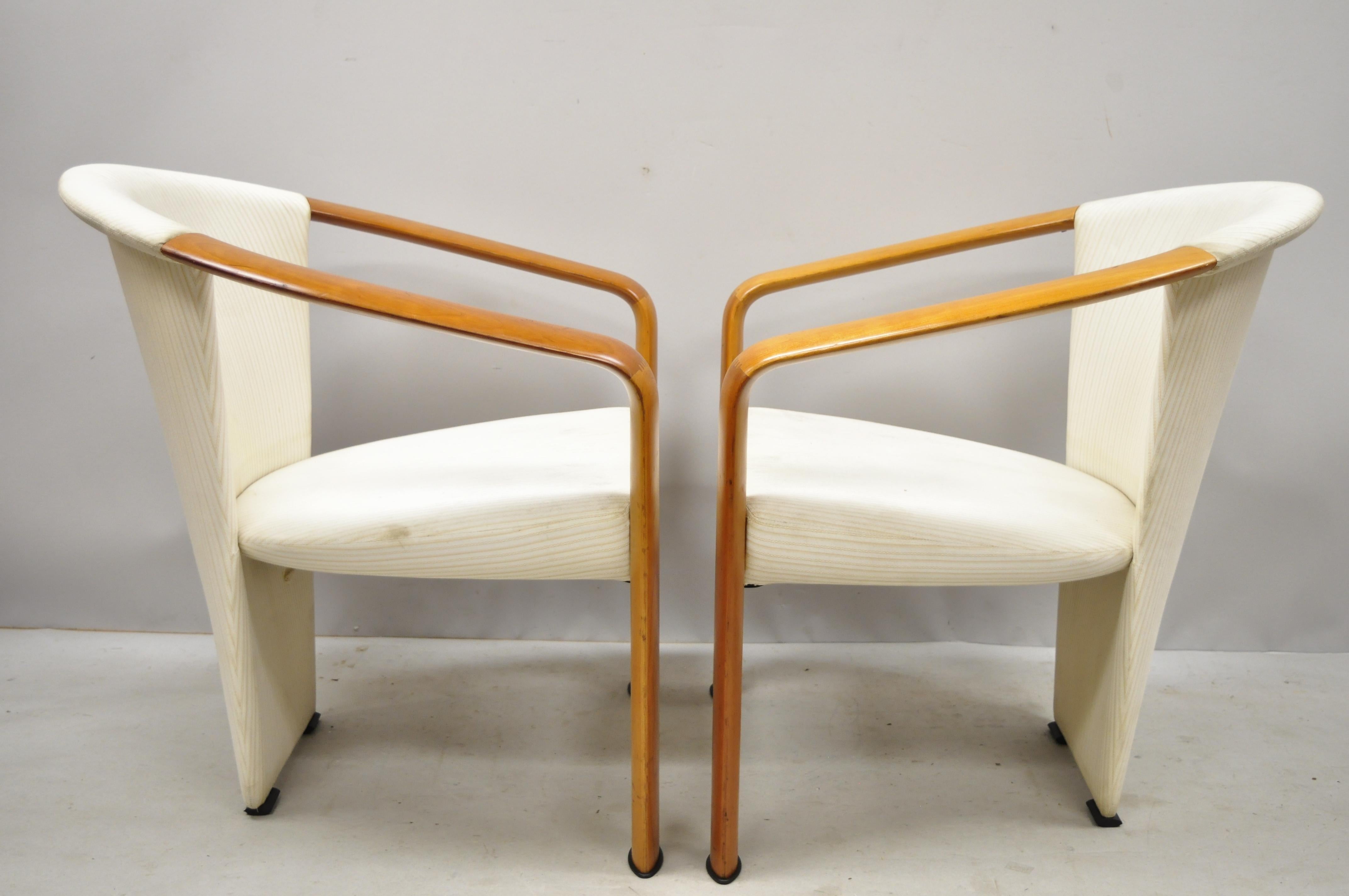 Pair of Midcentury Danish Modern Solid Teak Wood Barrel Back Lounge Armchairs 2