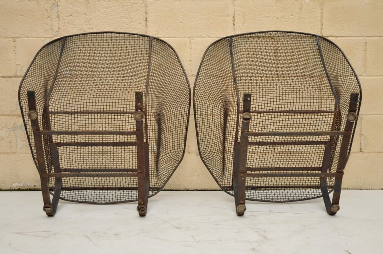 Pair of Russell Woodard Sculptura Metal Mesh Wrought Iron Bouncer