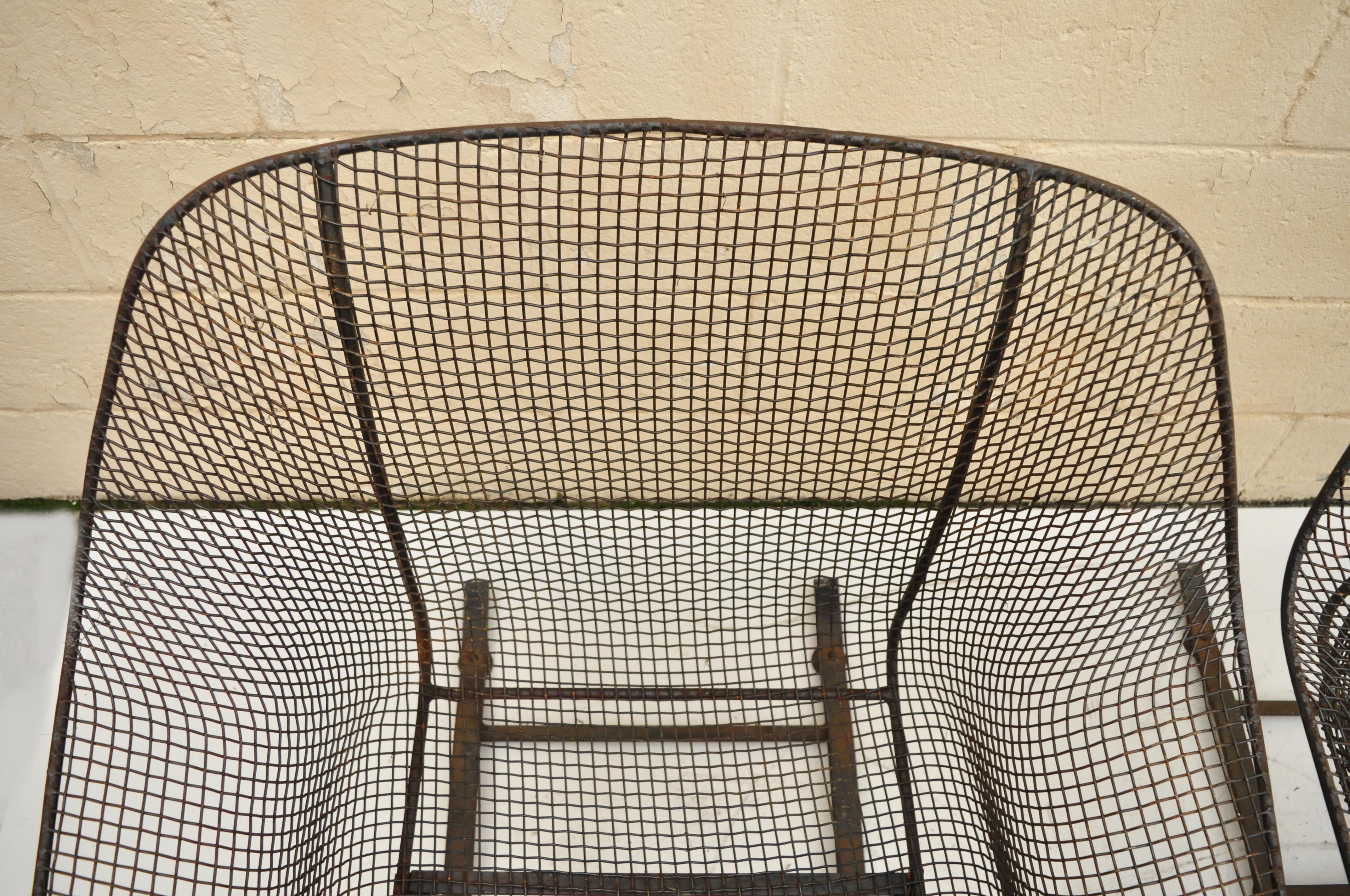 Pair of Russell Woodard Sculptura Metal Mesh Wrought Iron Bouncer Lounge Chairs 2
