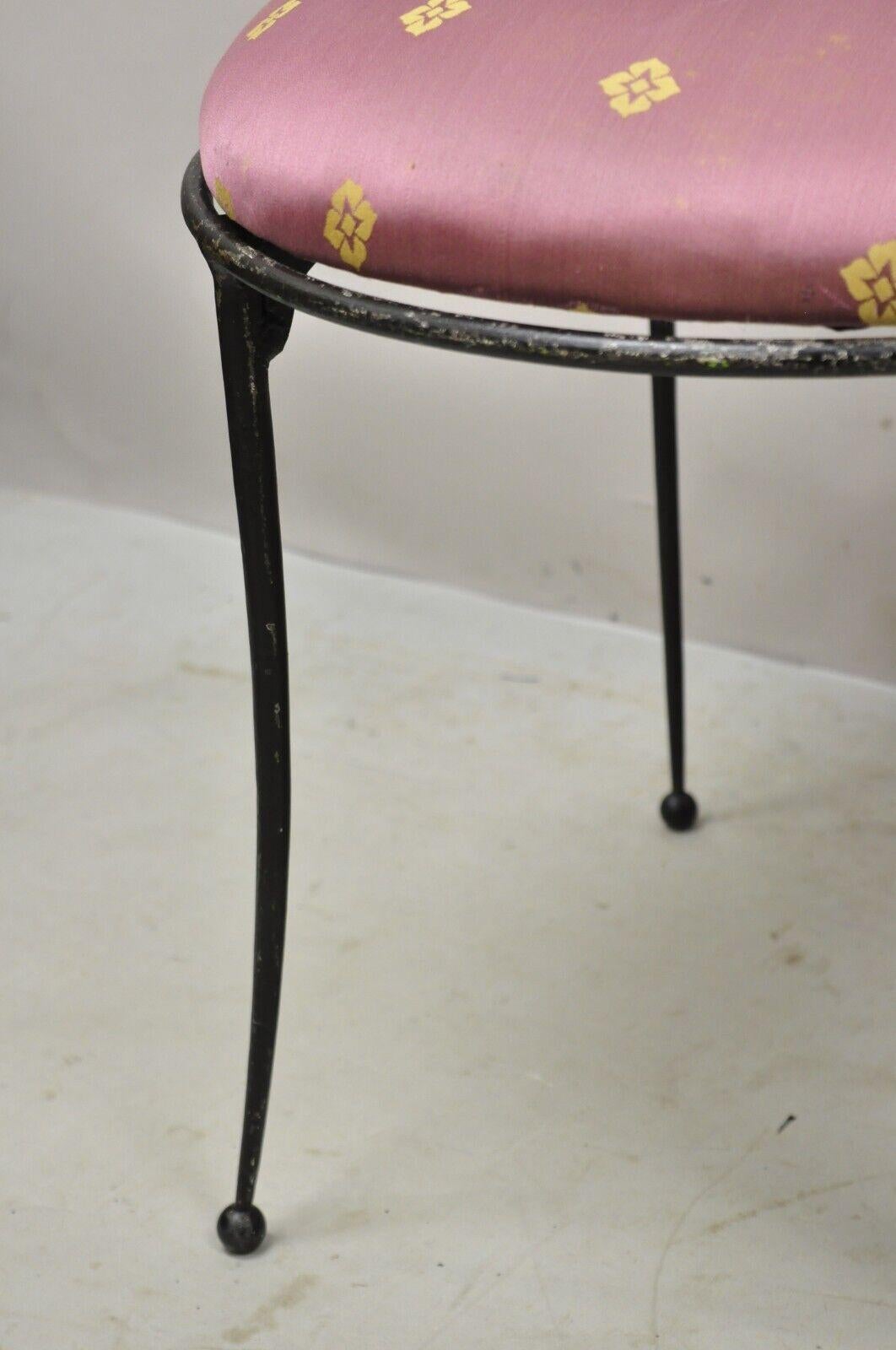 Pair Vtg Salterini Style Mid-Century Modern Wrought Iron Scrolling Side Chairs For Sale 2
