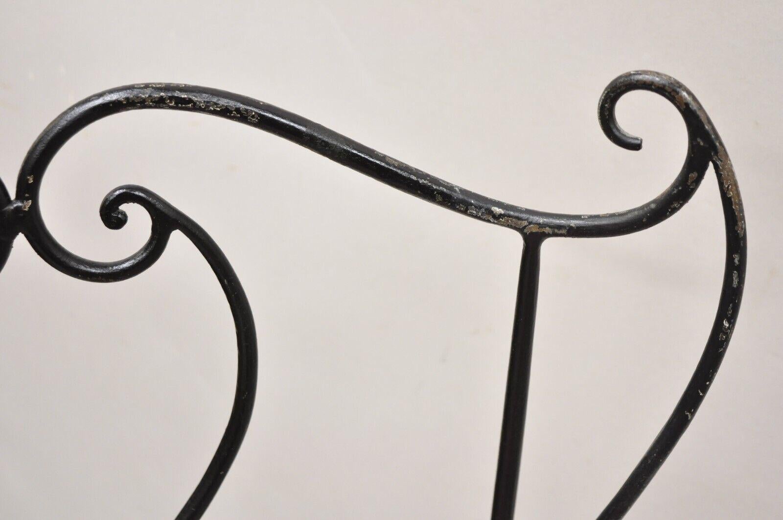 Pair Vtg Salterini Style Mid-Century Modern Wrought Iron Scrolling Side Chairs For Sale 3