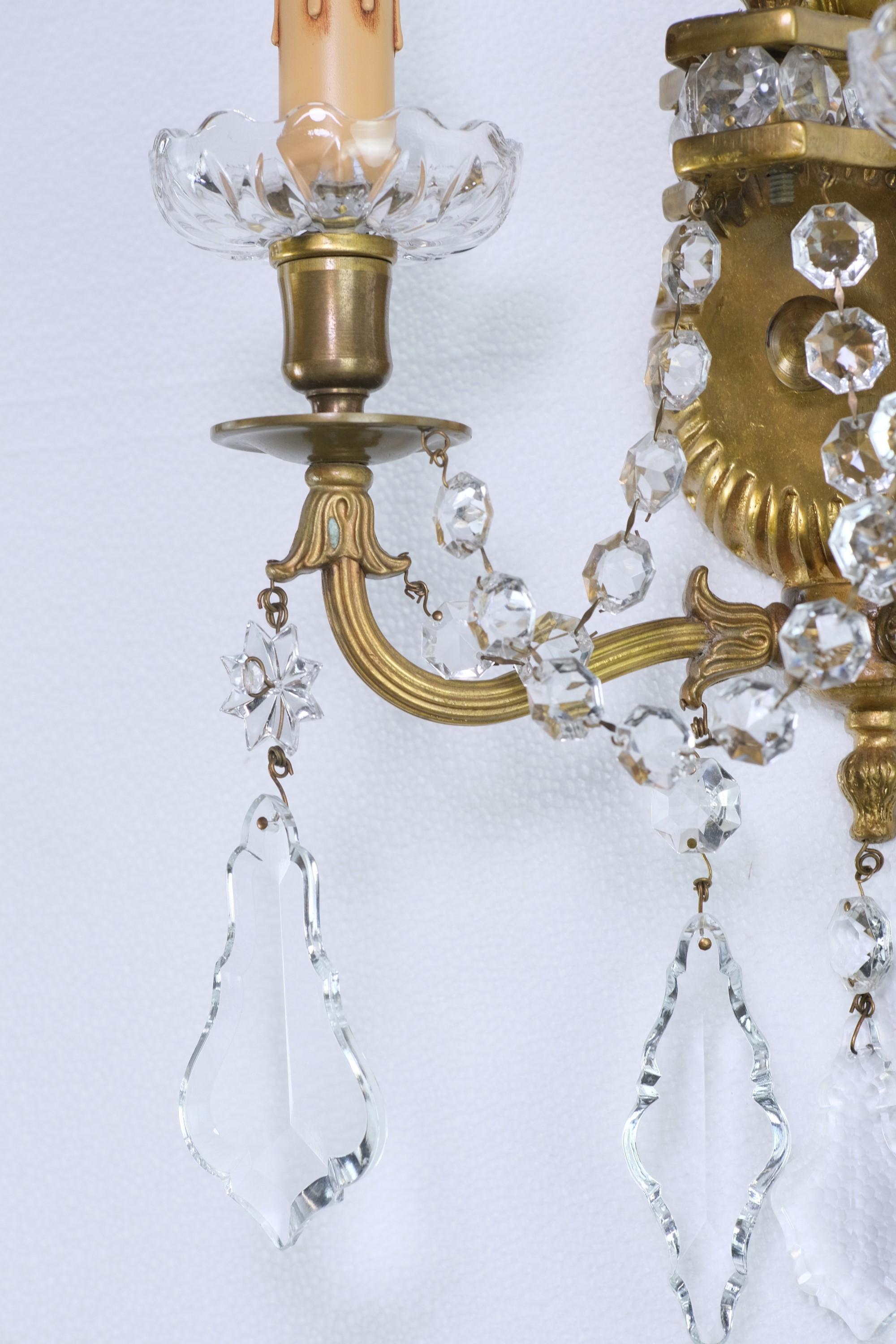 Pair Waldorf Crystal Herbert Hoover Suite Crystal Sconces In Good Condition In New York, NY