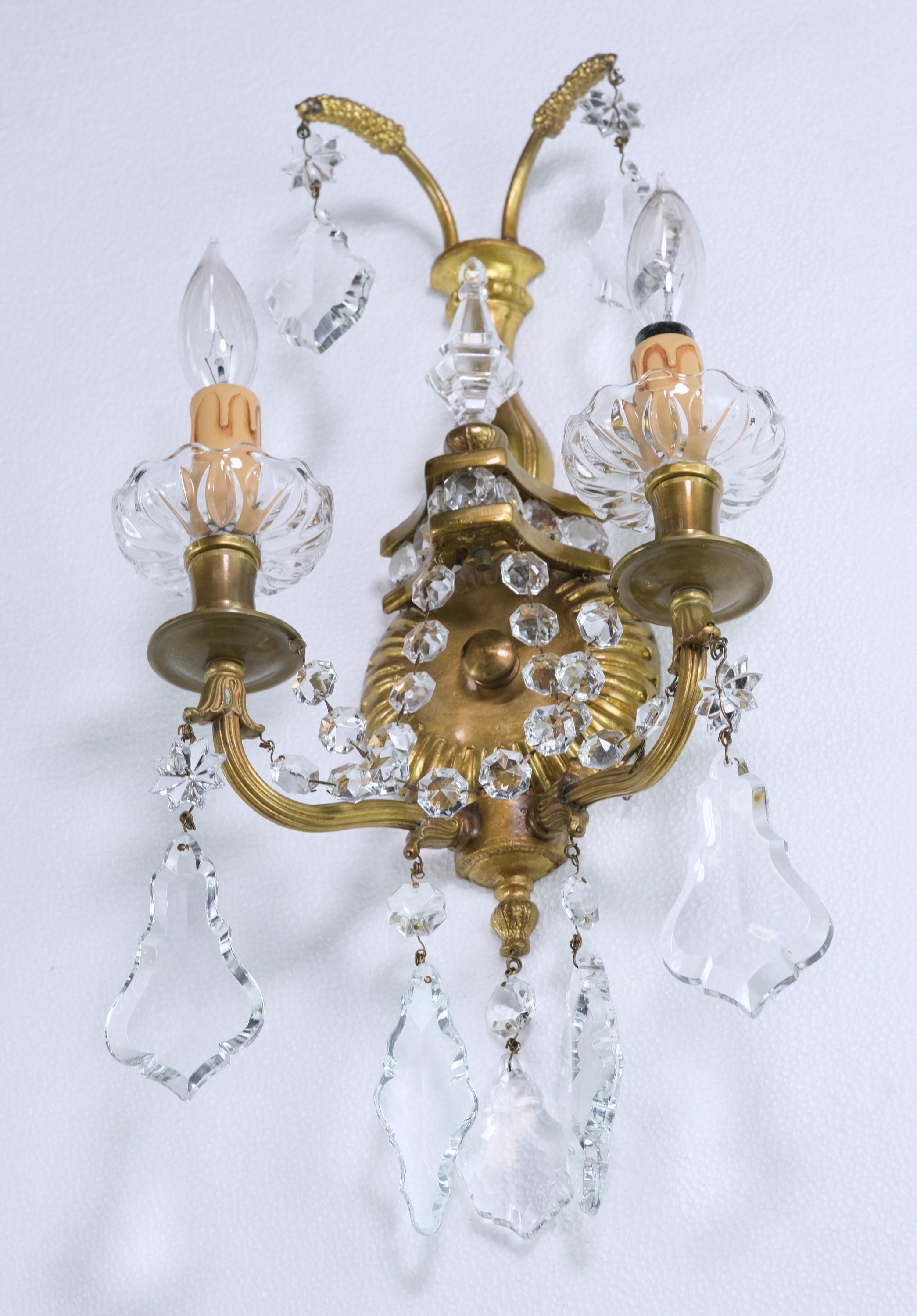 Pair Waldorf Crystal Herbert Hoover Suite Crystal Sconces 2