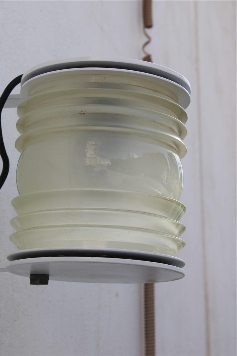 Pair Wall Light Sconces Fresnel Joe Colombo for Oluce 1960 White Made in Italy In Good Condition In Palermo, Sicily