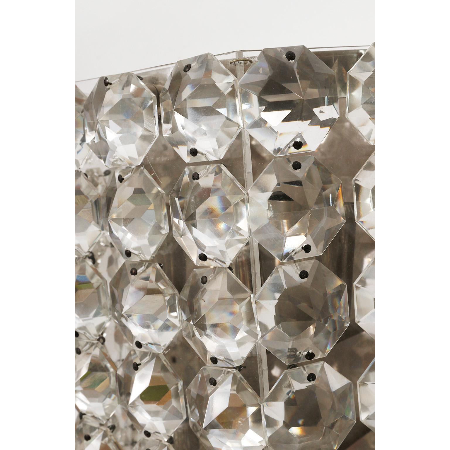 Paar Wandleuchten Sconces, Bakalowits, Nickel Glas Plexiglas, Mitte des Jahrhunderts, 1960 (Metall) im Angebot