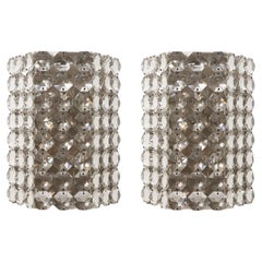 Pair Wall Lights Sconces, Bakalowits, Nickel Glass Plexiglass, Mid-Century, 1960