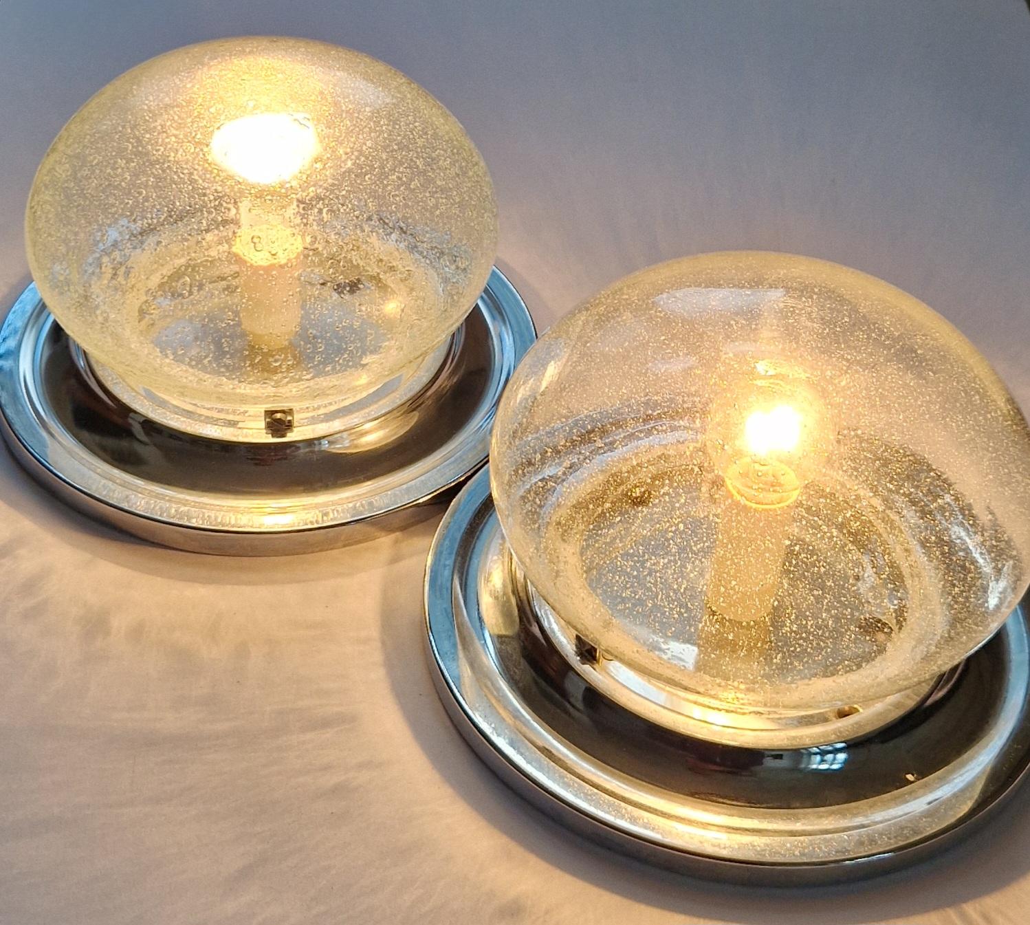 Pair Wall or Ceiling Lamps, Flush Mount, Karl Lenz, Germany, 1970s For Sale 4