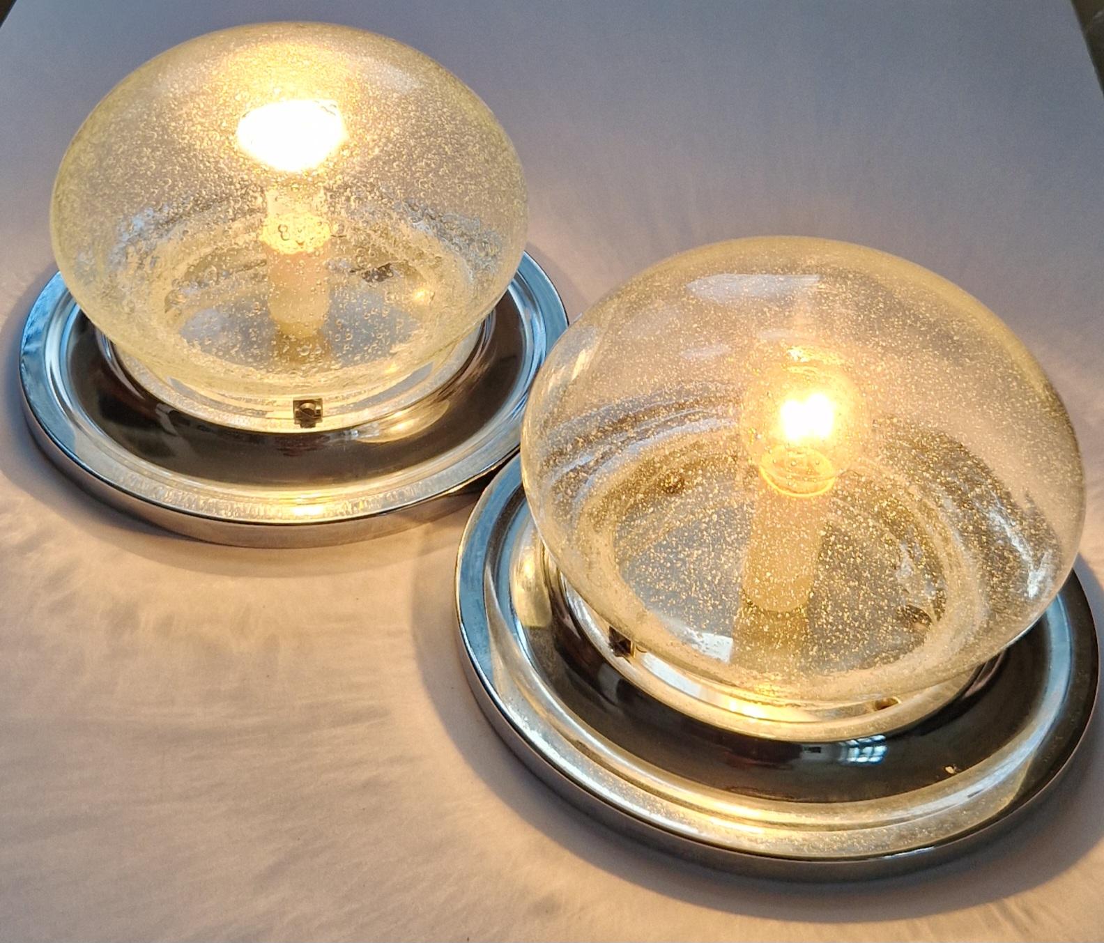 Pair Wall or Ceiling Lamps, Flush Mount, Karl Lenz, Germany, 1970s For Sale 5