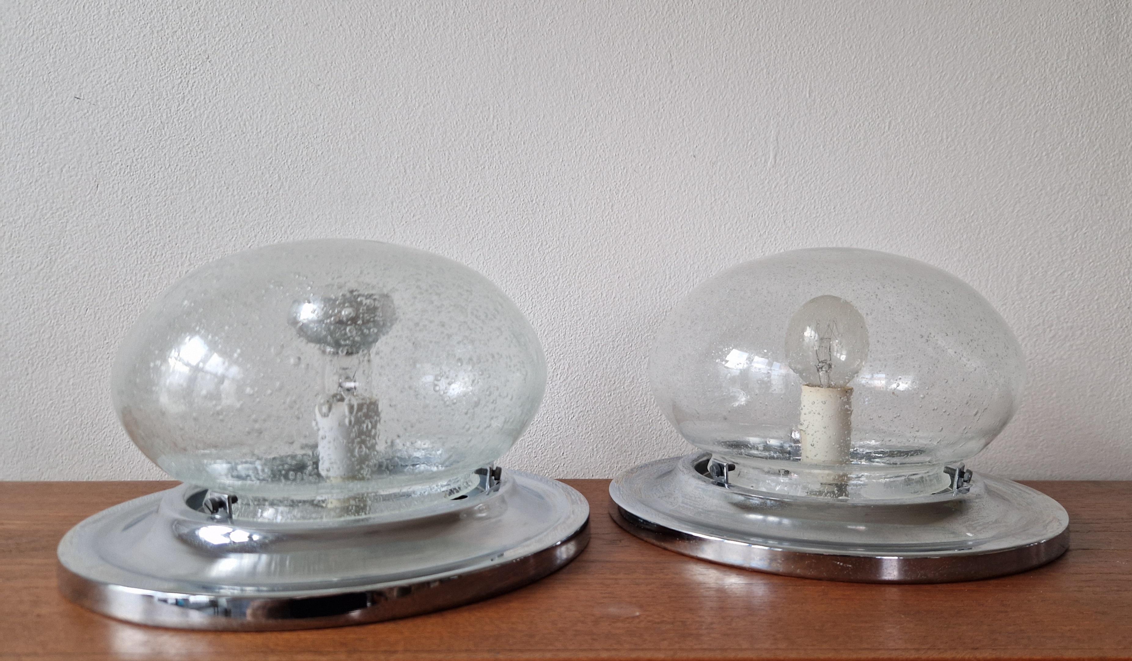 Pair Wall or Ceiling Lamps, Flush Mount, Karl Lenz, Germany, 1970s For Sale 7