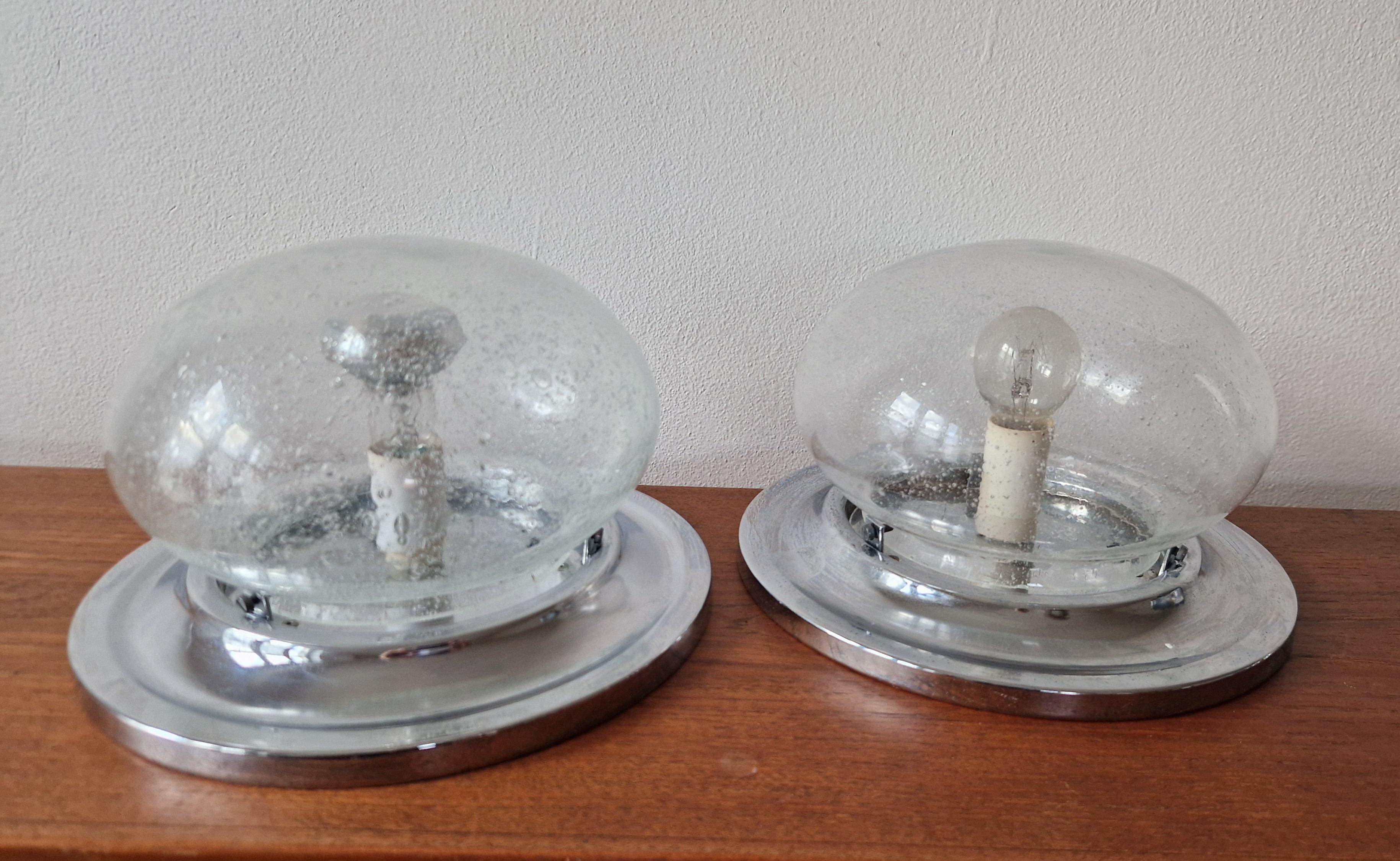 Pair Wall or Ceiling Lamps, Flush Mount, Karl Lenz, Germany, 1970s For Sale 9
