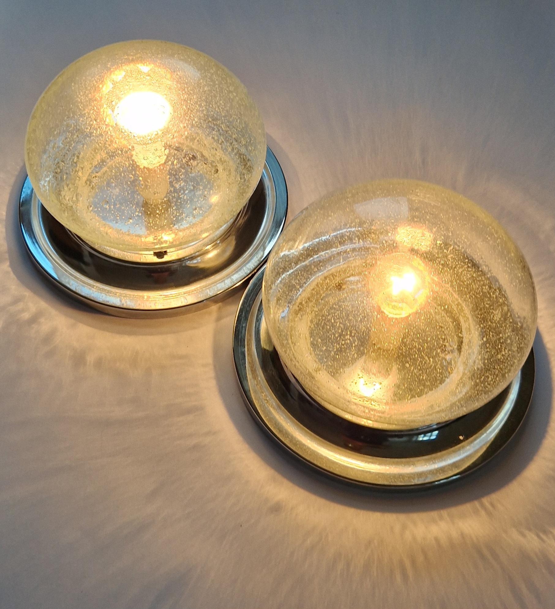 Pair Wall or Ceiling Lamps, Flush Mount, Karl Lenz, Germany, 1970s In Good Condition For Sale In Praha, CZ