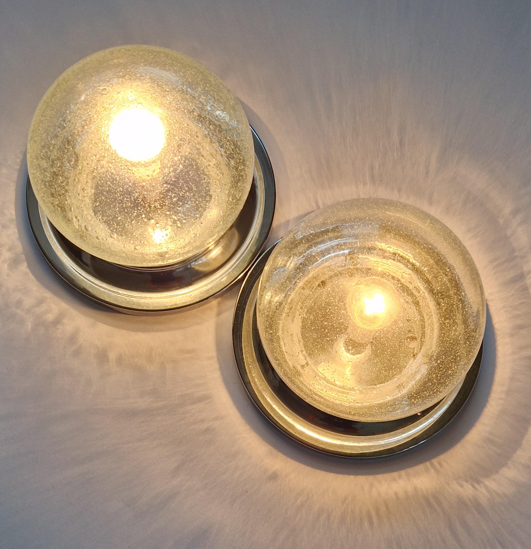 Pair Wall or Ceiling Lamps, Flush Mount, Karl Lenz, Germany, 1970s For Sale 1