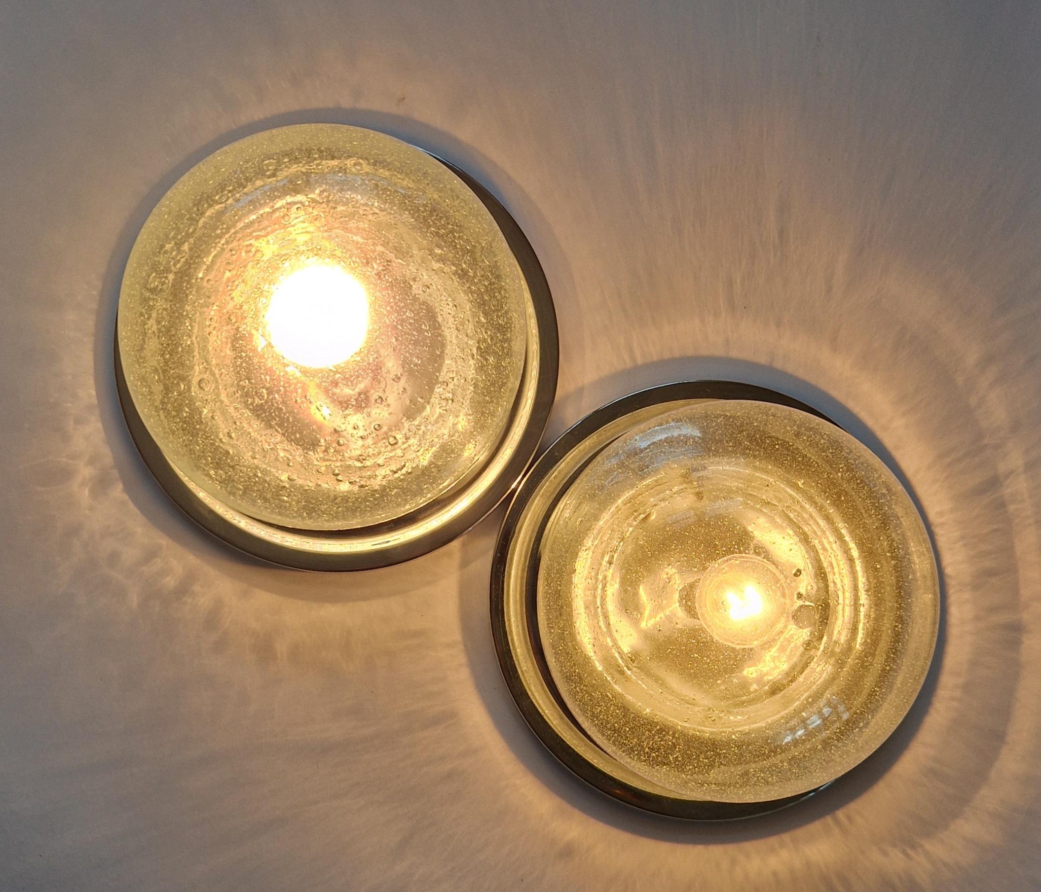 Pair Wall or Ceiling Lamps, Flush Mount, Karl Lenz, Germany, 1970s For Sale 2