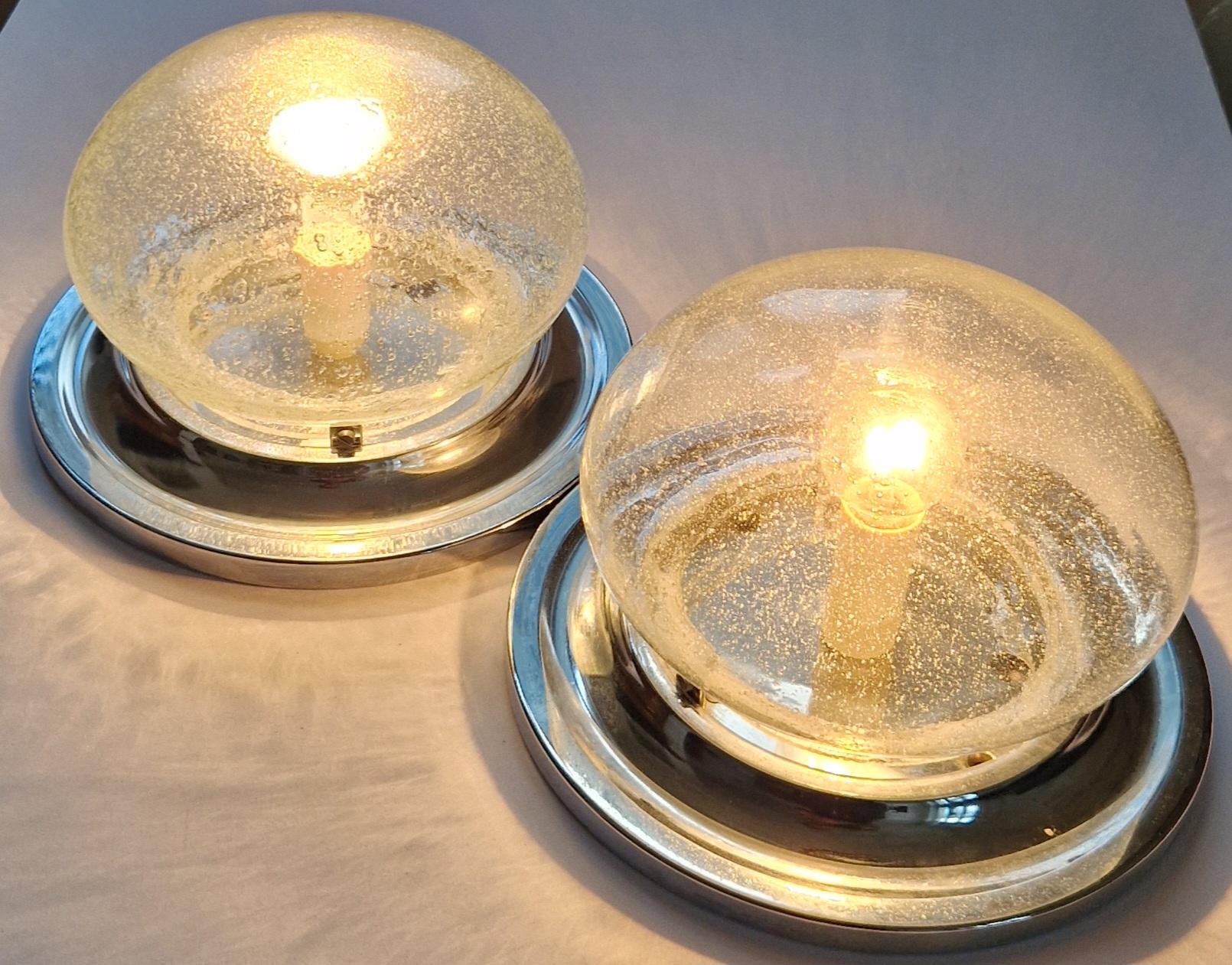 Pair Wall or Ceiling Lamps, Flush Mount, Karl Lenz, Germany, 1970s For Sale 3