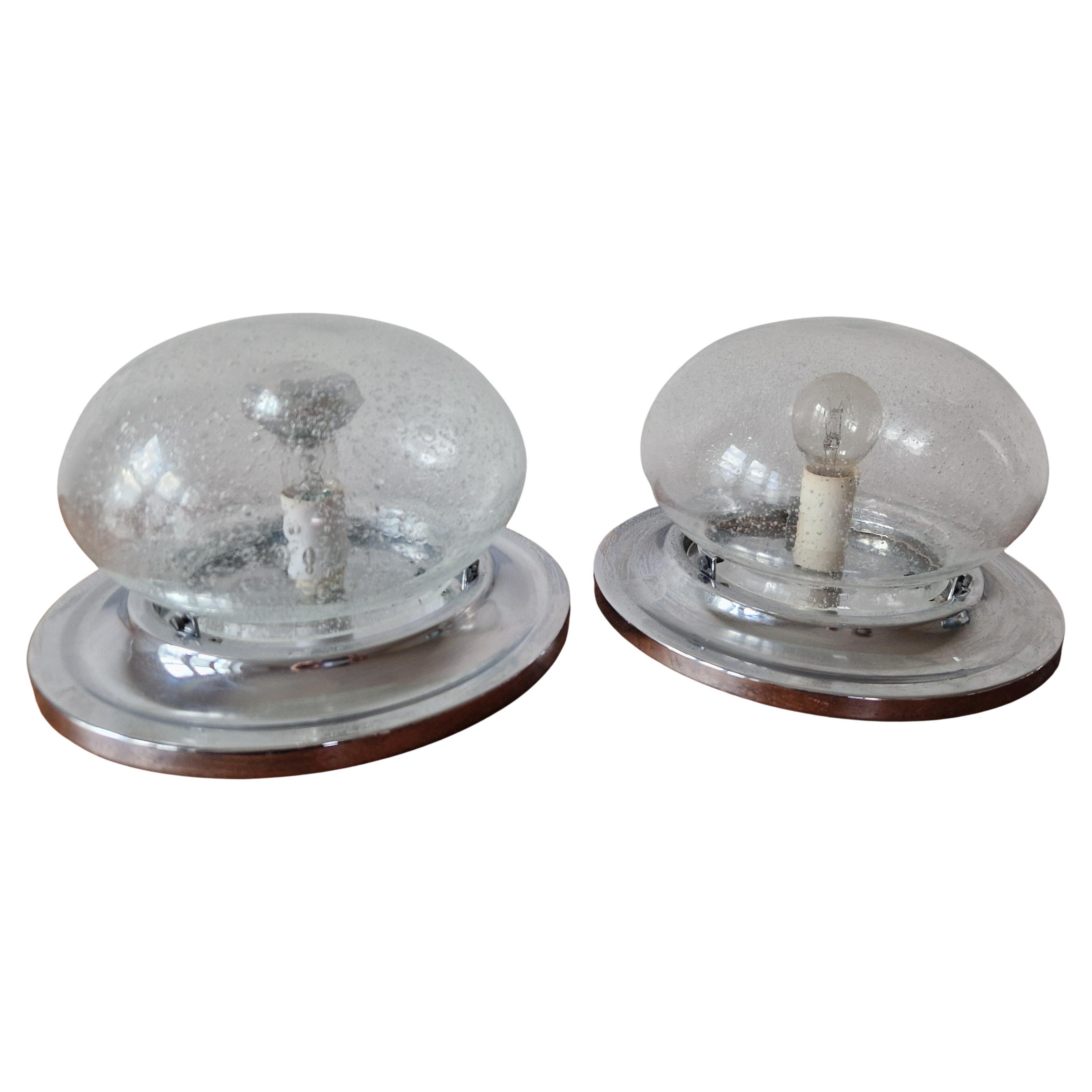Pair Wall or Ceiling Lamps, Flush Mount, Karl Lenz, Germany, 1970s For Sale