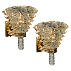 Pair Wall Rostrato Glass Sconces by Ercole Barovier Murano