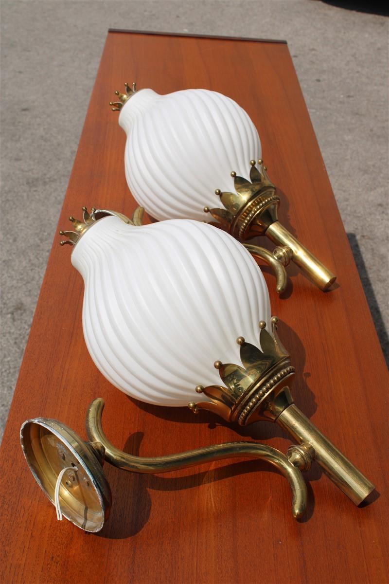 Pair Wall Sconces Angelo Lelii for Arredoluce Monza 1961 Tortiglioni Gold Brass For Sale 5
