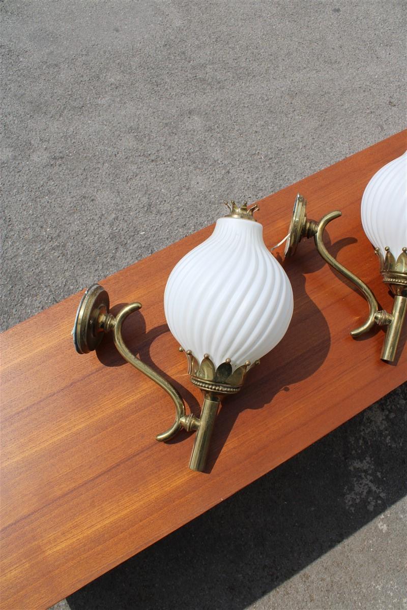 Mid-Century Modern Pair Wall Sconces Angelo Lelii for Arredoluce Monza 1961 Tortiglioni Gold Brass For Sale