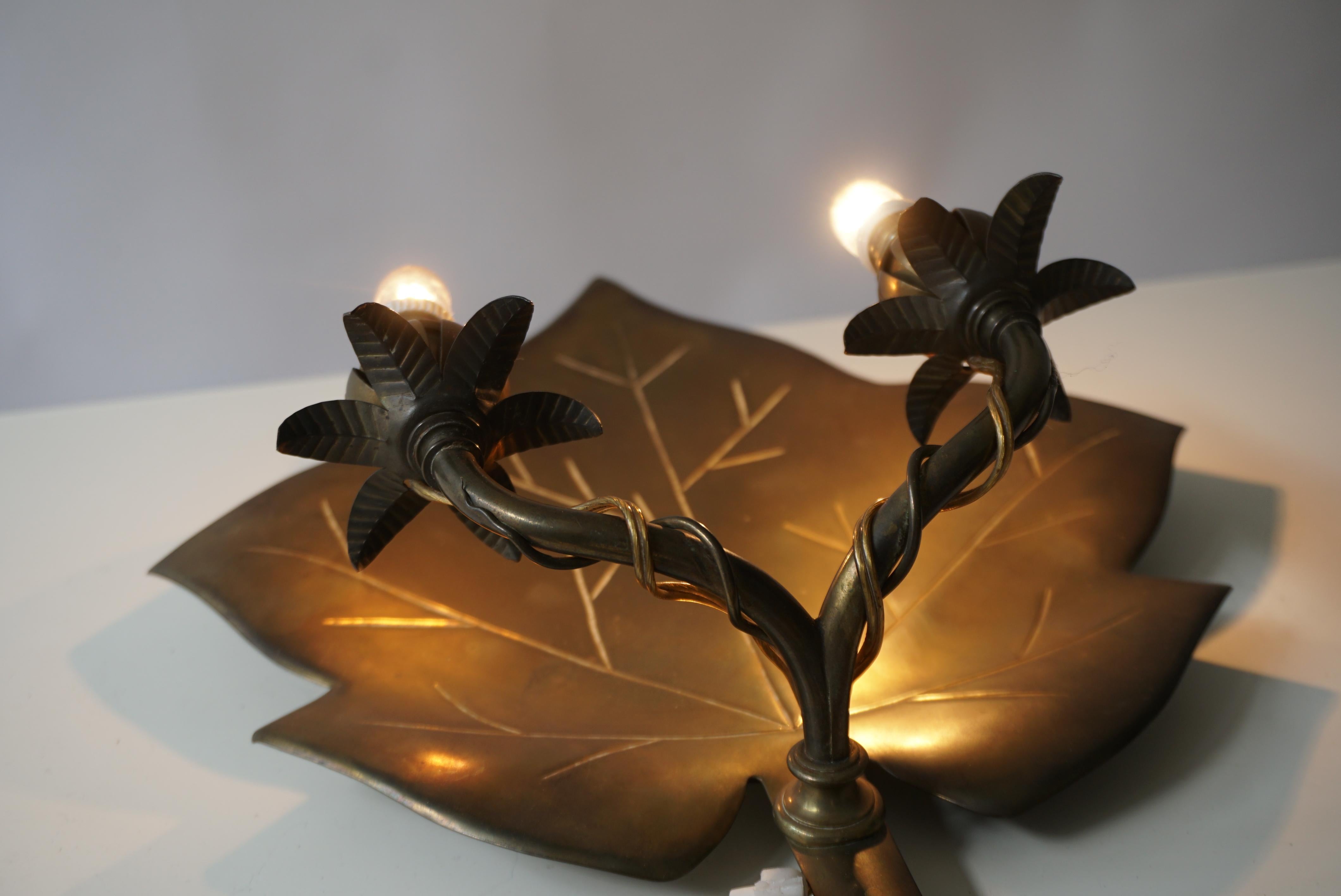 Pair Wall Sconces in the Shape of Leaves For Sale 1