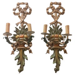 Pair Wall Sconces With Fruits Tuscany Style, Italy