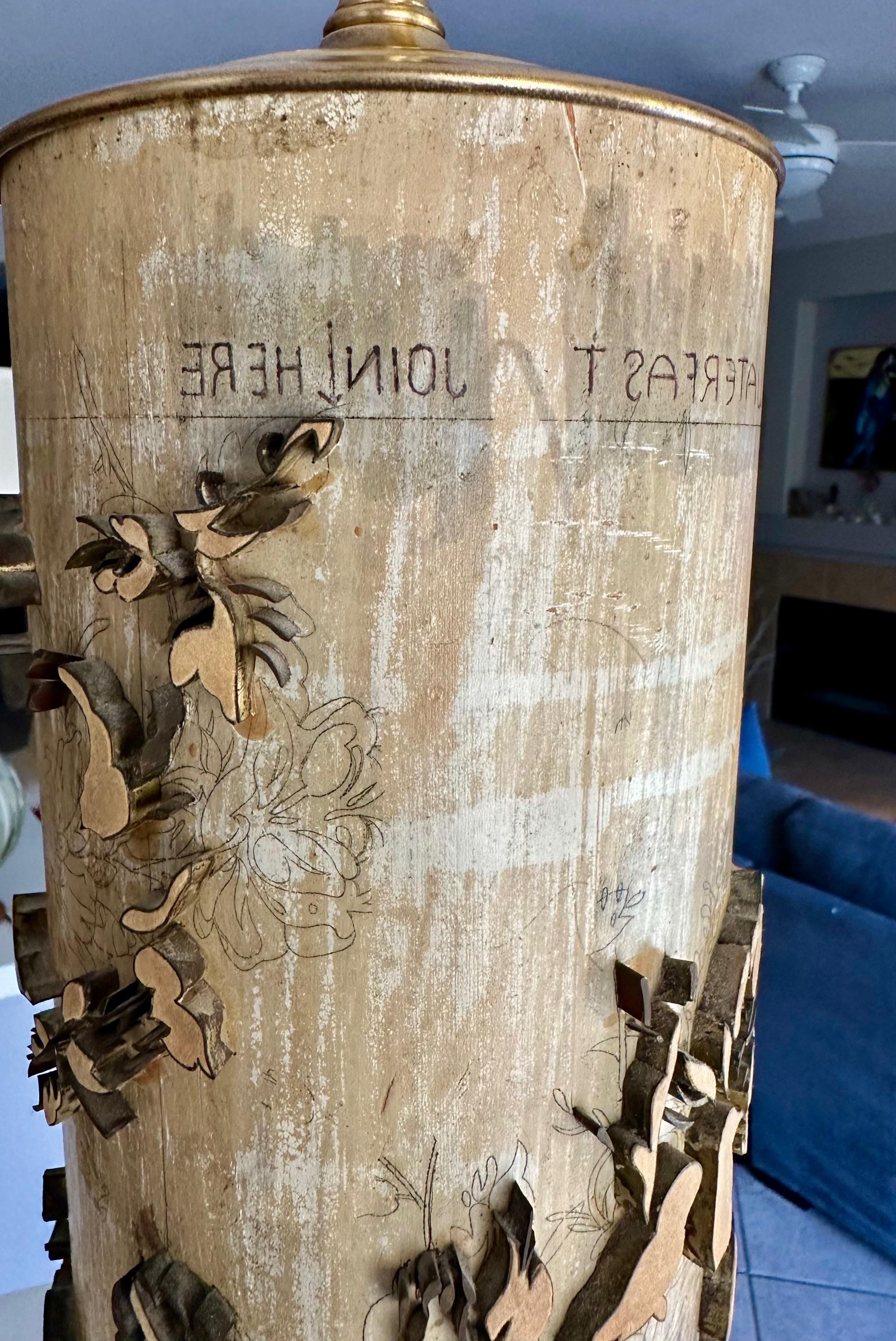 Paire de lampes de table à rouleau en papier peint en vente 5
