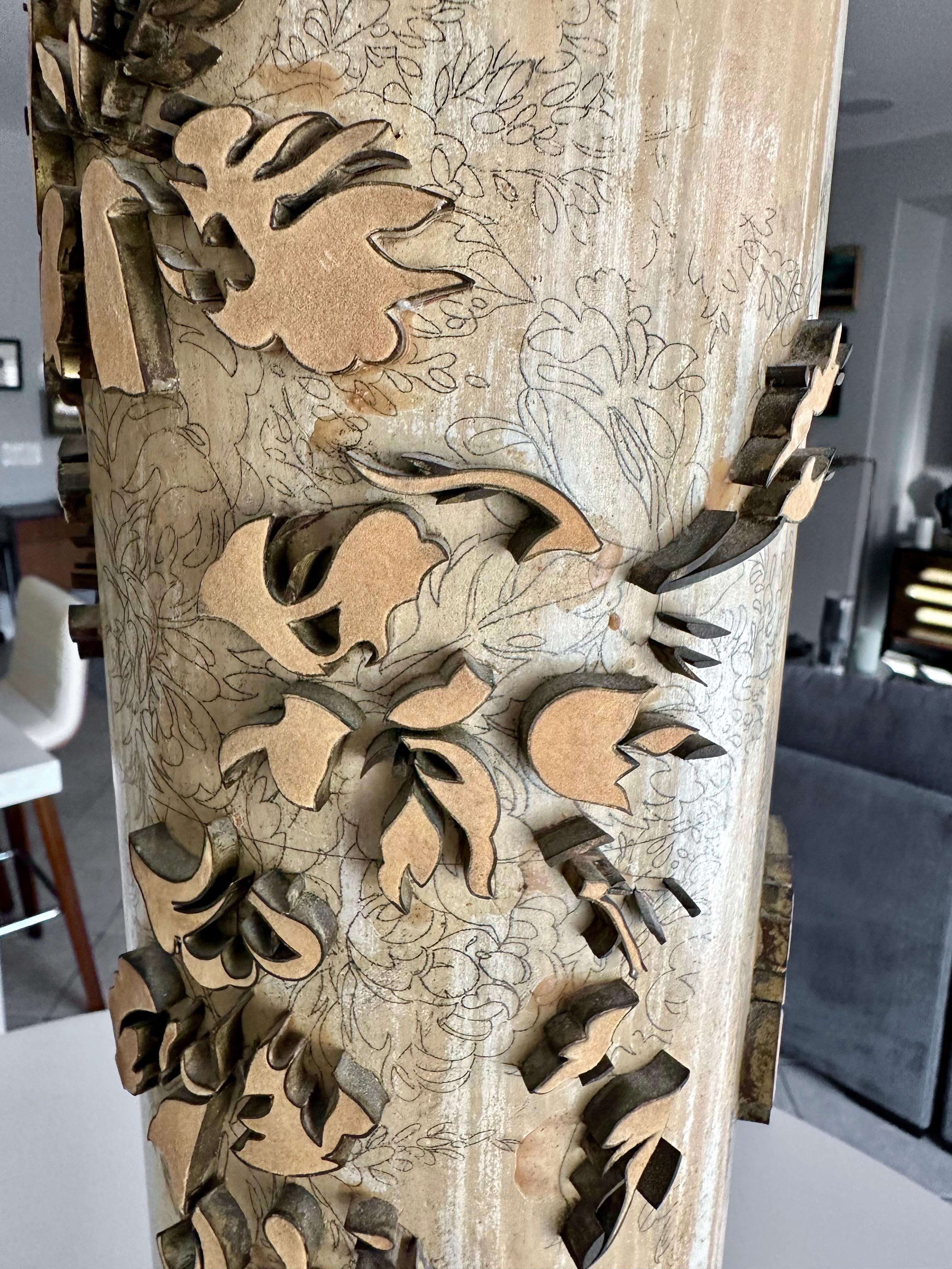 Paire de lampes de table à rouleau en papier peint en vente 9