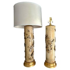 Pair Wallpaper Roller Table Lamps