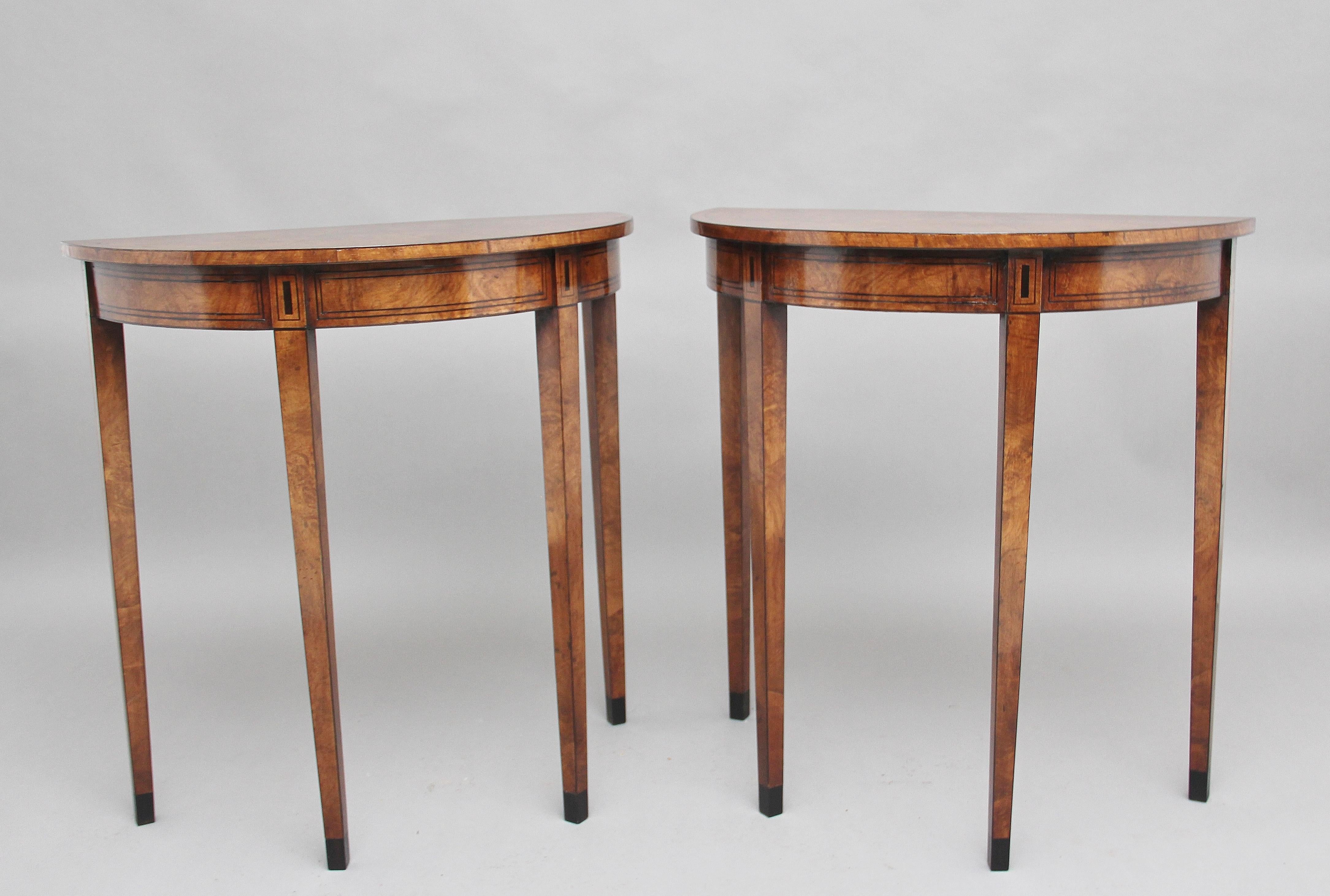 Pair of Walnut and Ebony Inlaid Console Tables 3
