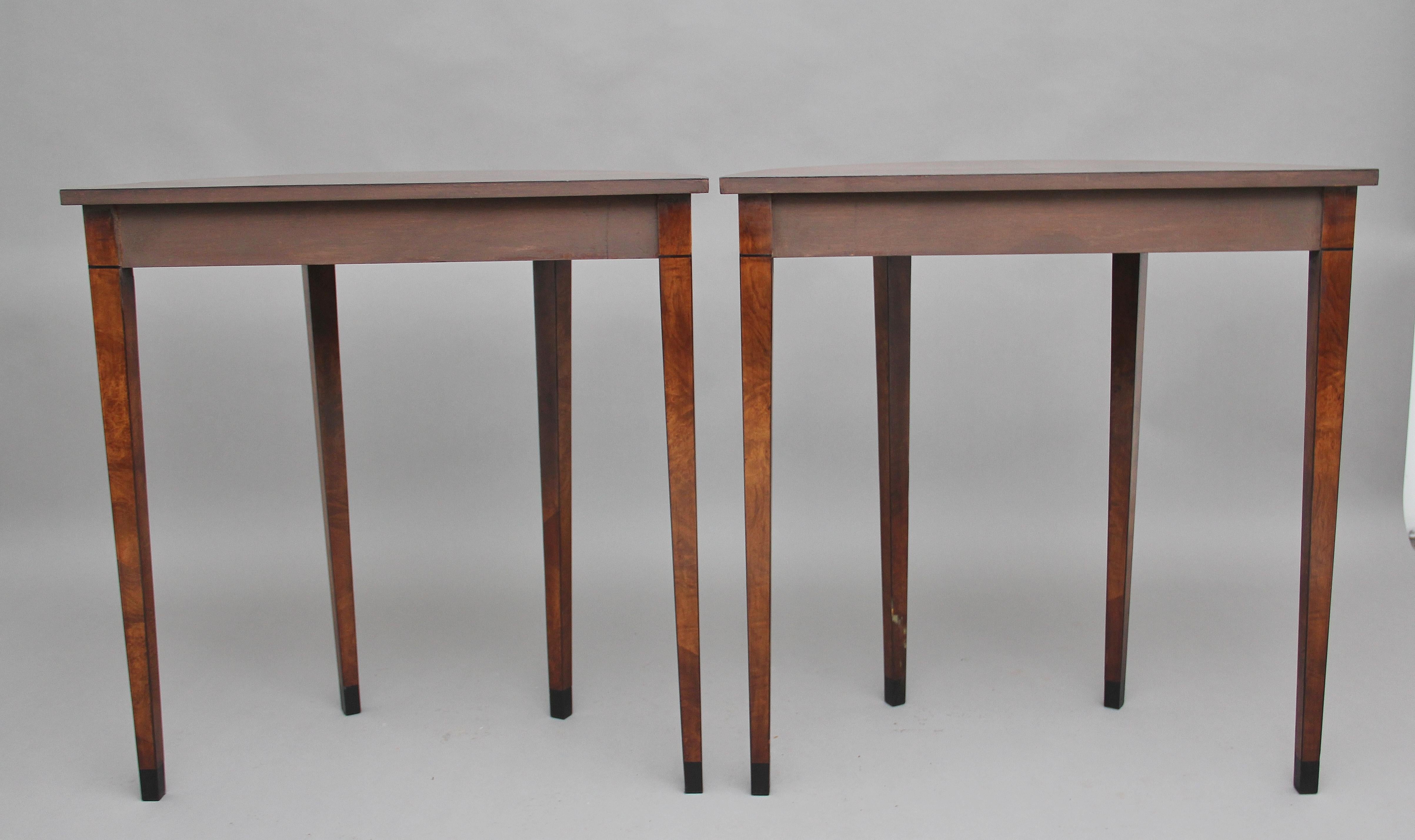 Pair of Walnut and Ebony Inlaid Console Tables In New Condition In Martlesham, GB