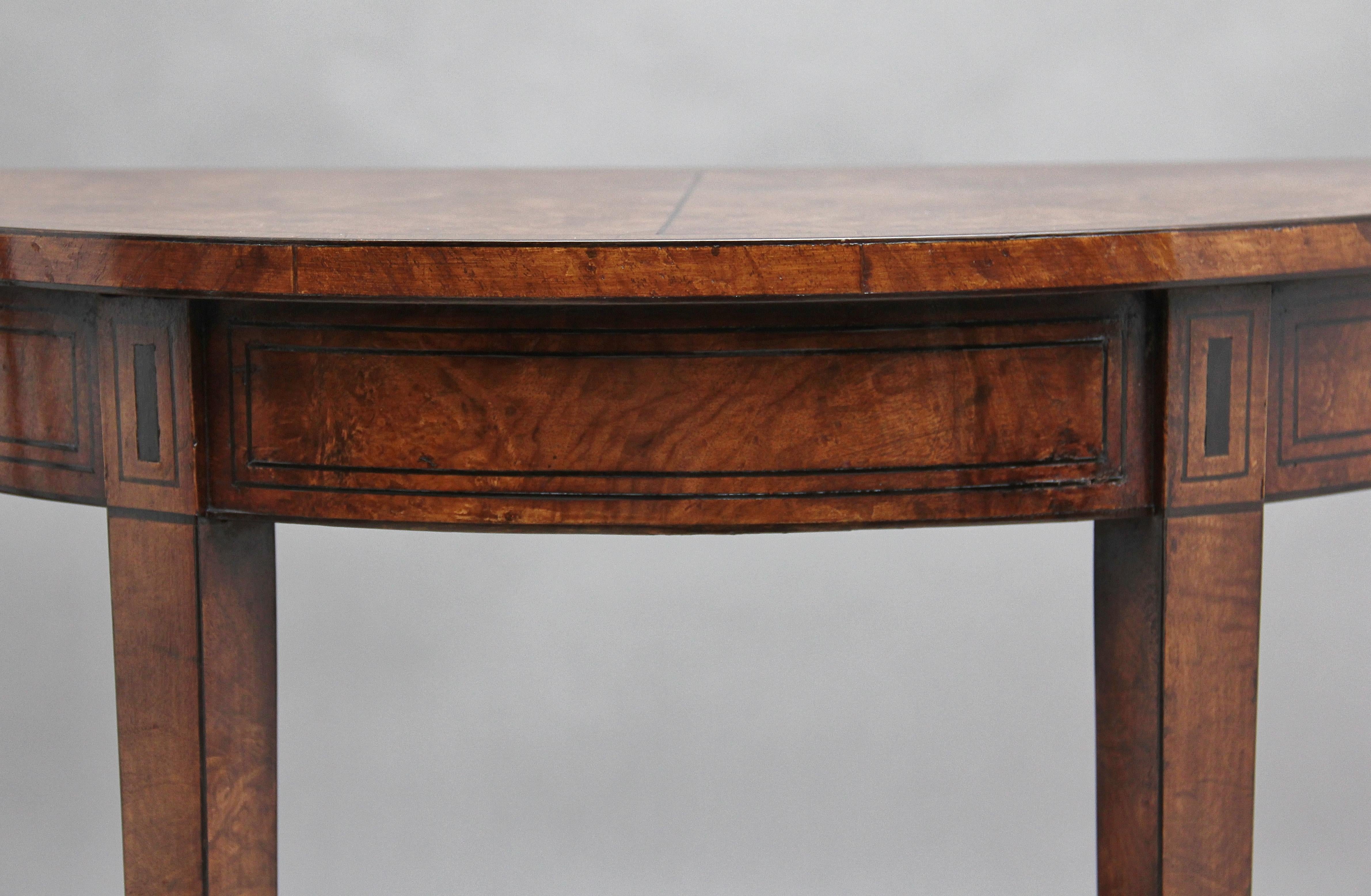 Pair of Walnut and Ebony Inlaid Console Tables 1