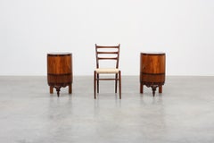Pair walnut and marble Art Deco Nightstands, Italy 1920s