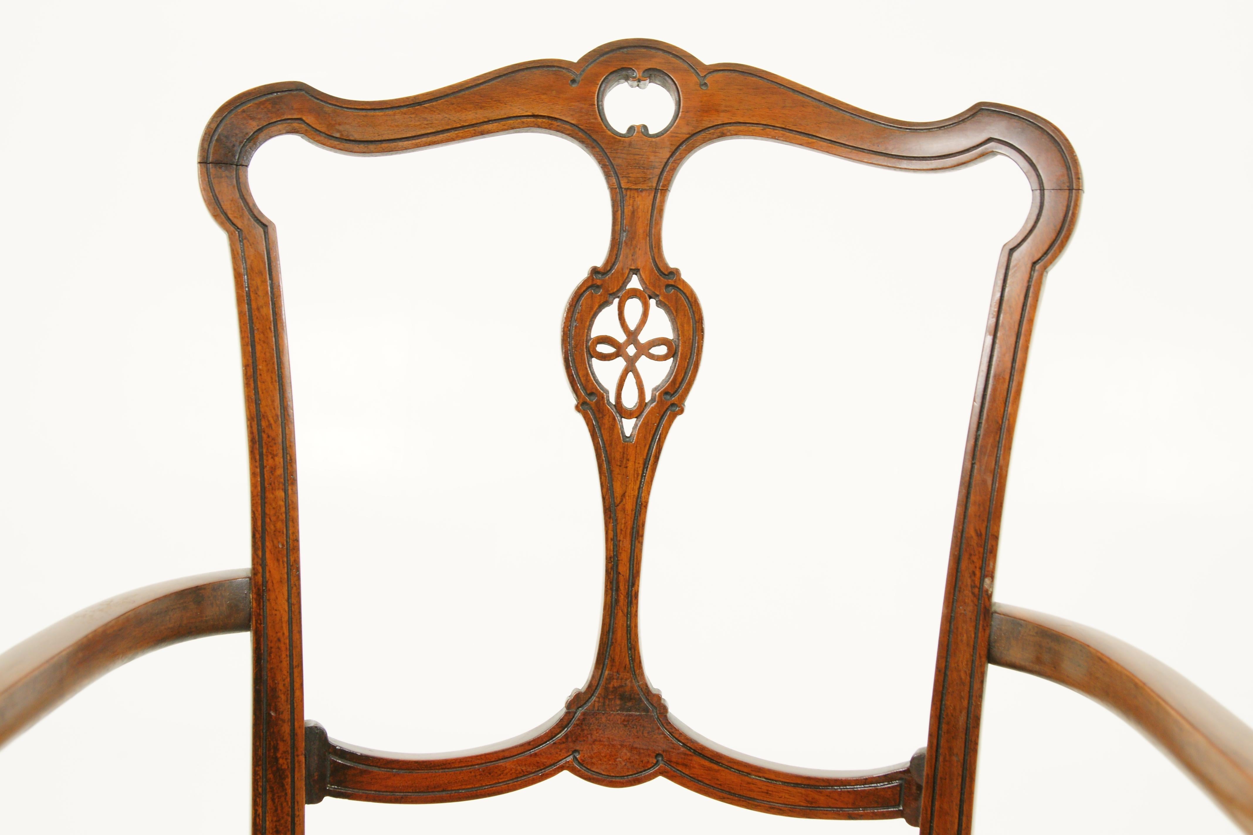 Scottish Antique Walnut Armchairs, Pair of Armchairs, Caned Seats, Scotland 1920, B1700