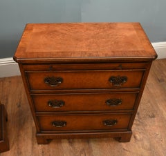 Pair Walnut Bachelors Chests Georgian Revival Bedside Cabinet