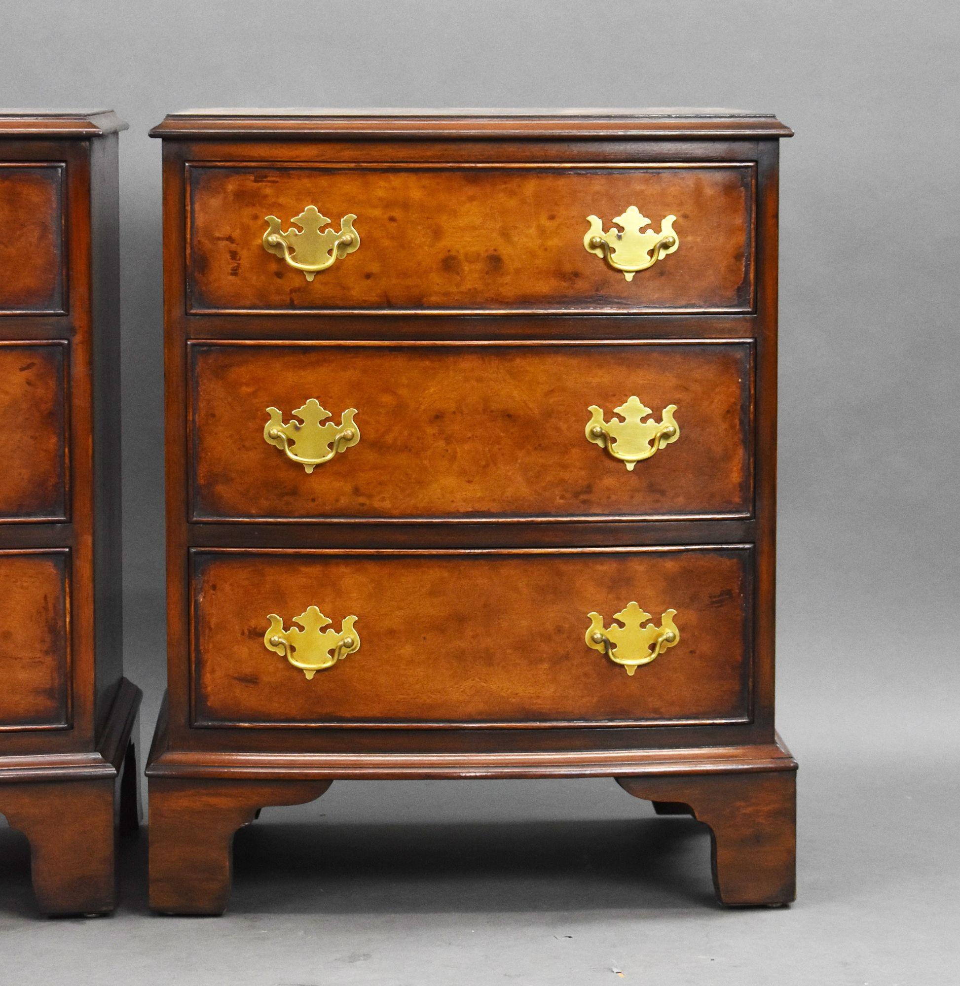20th Century Pair Walnut Bedside Chests For Sale