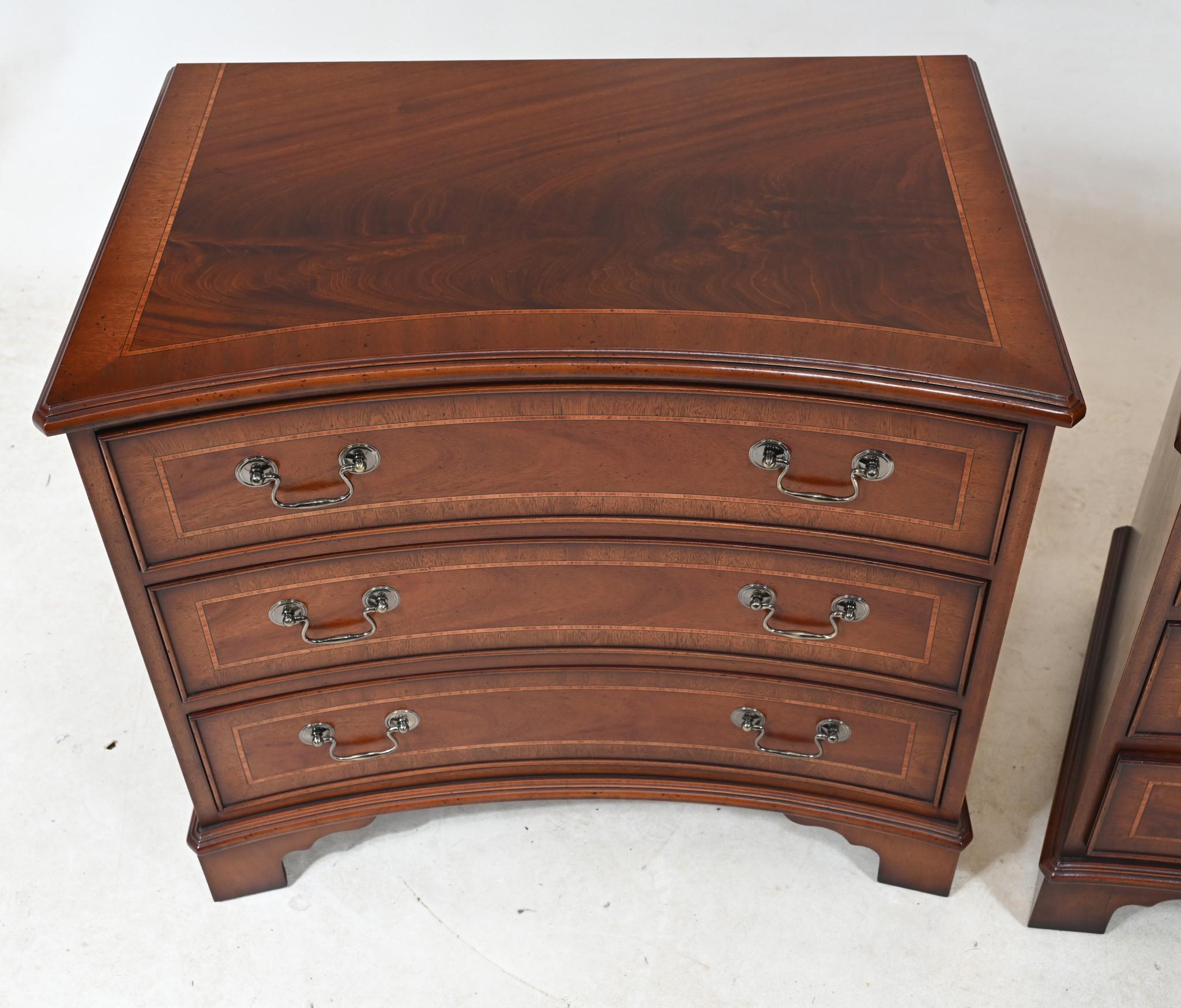 Pair Walnut Bedside Chests Regency Nightstands For Sale 10