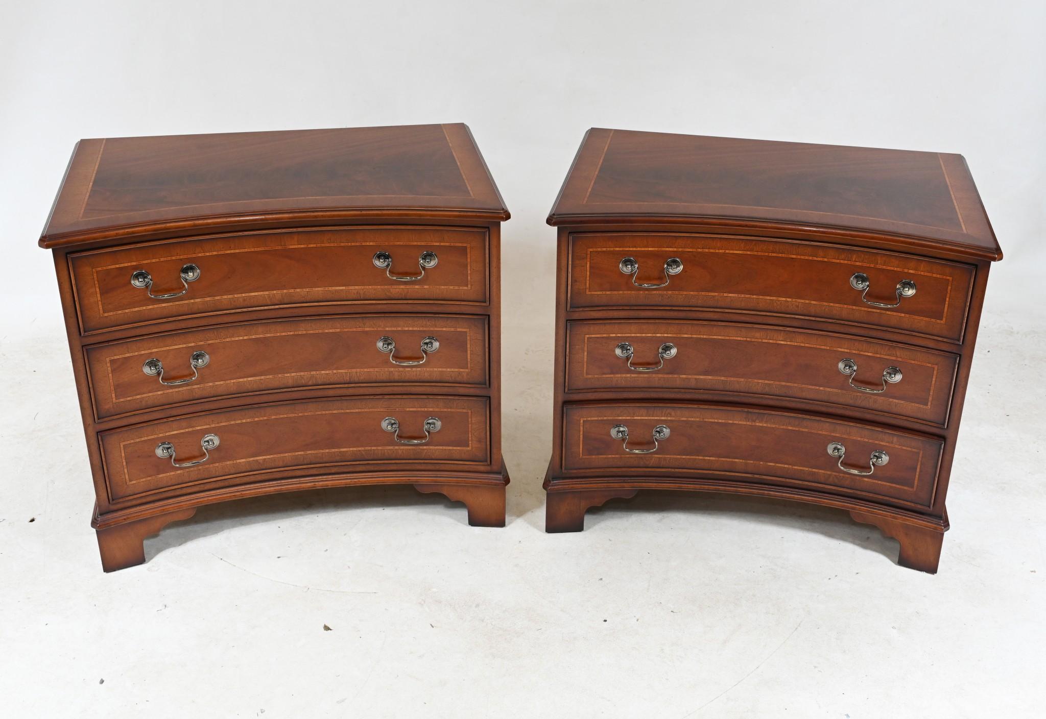 Pair Walnut Bedside Chests Regency Nightstands For Sale 11