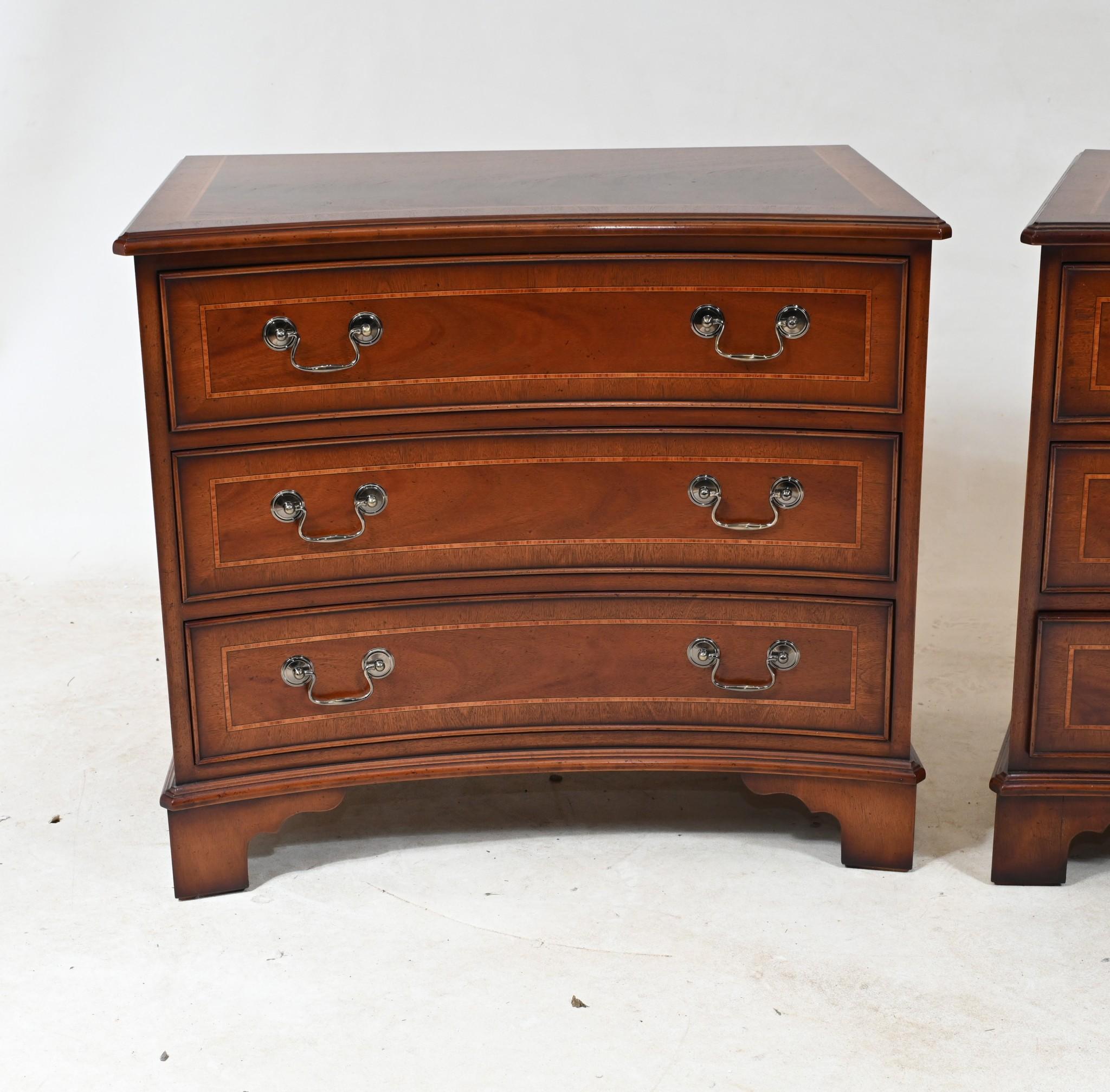 Pair Walnut Bedside Chests Regency Nightstands For Sale 12