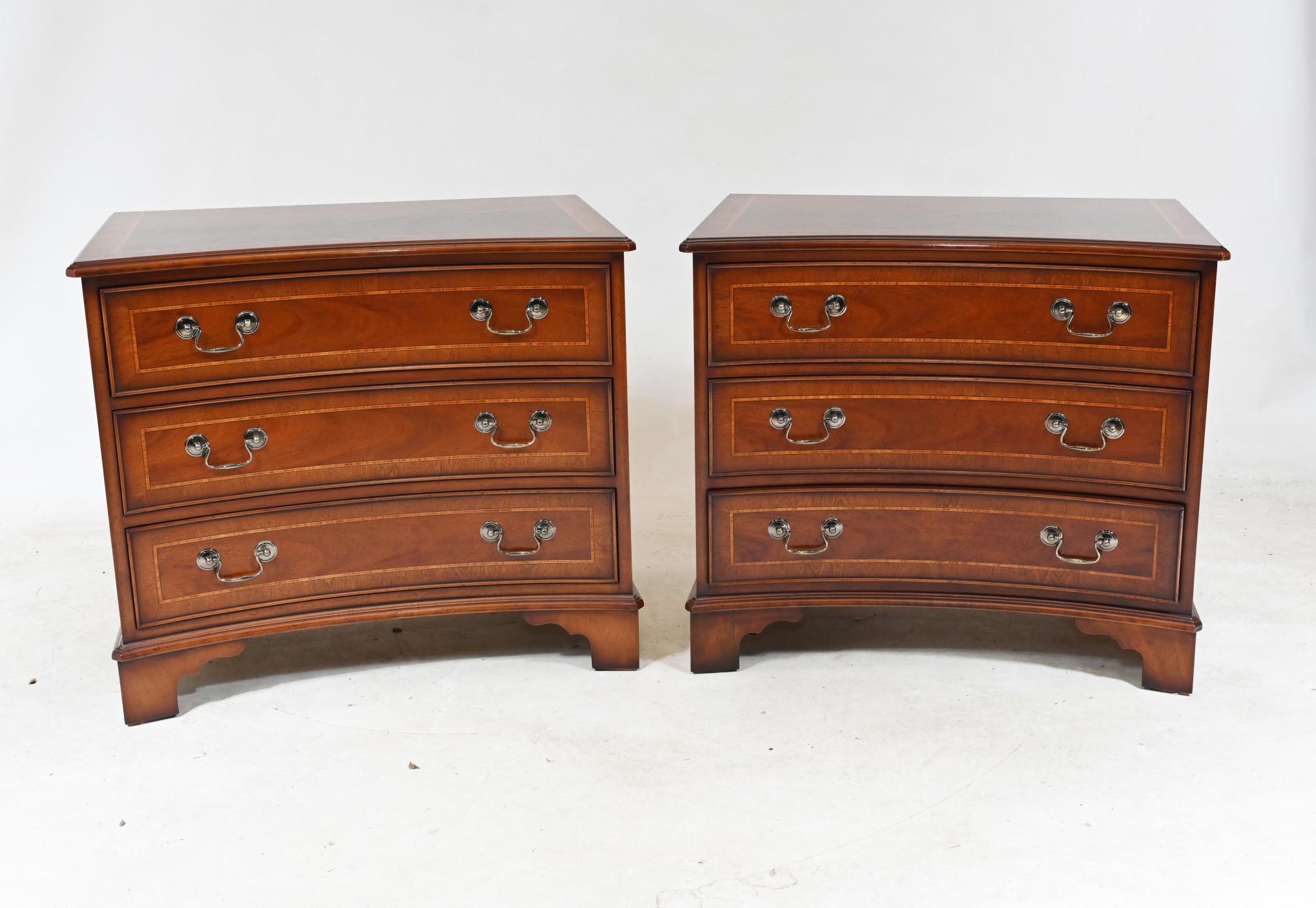Pair Walnut Bedside Chests Regency Nightstands For Sale 13