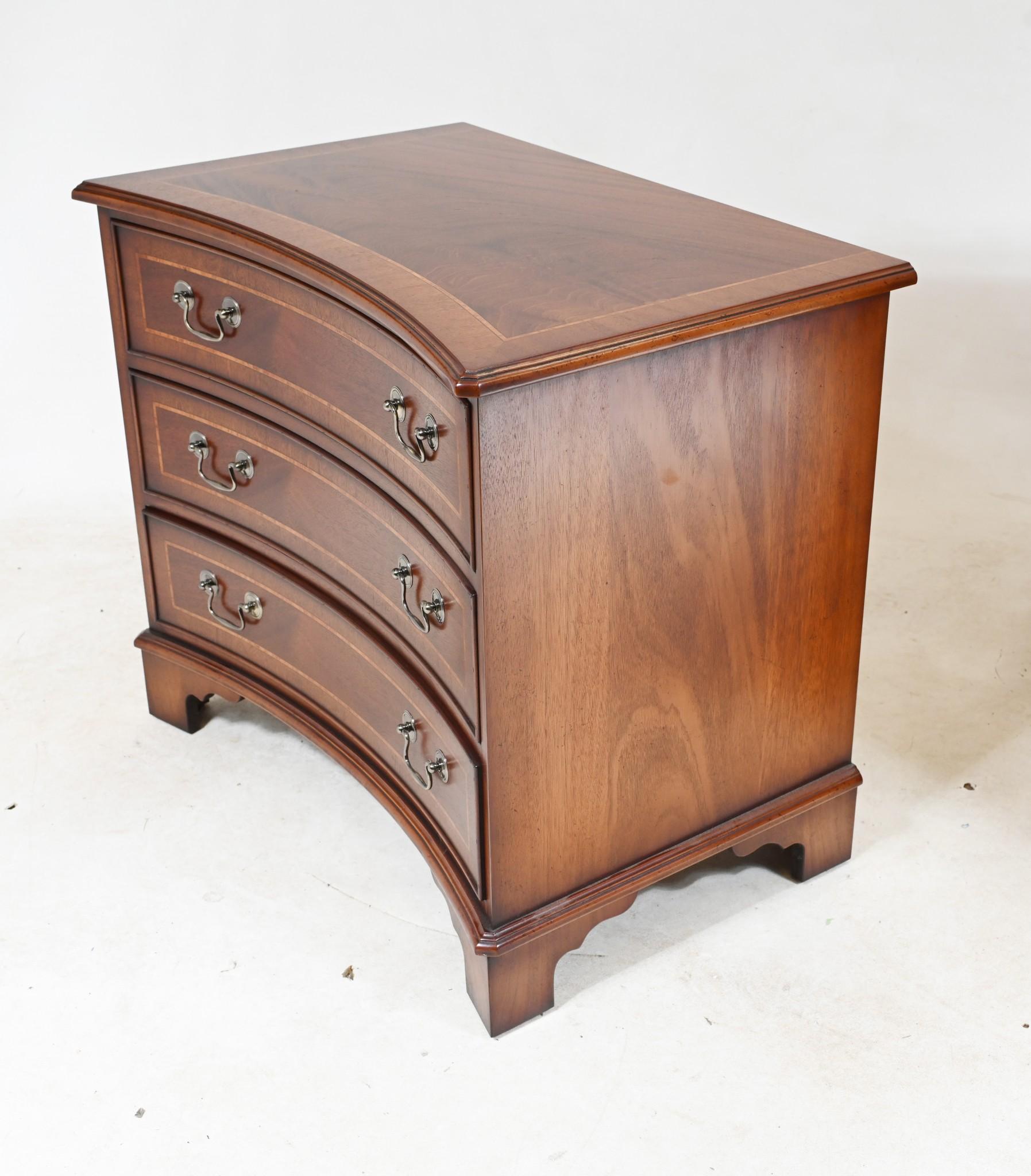 Late 20th Century Pair Walnut Bedside Chests Regency Nightstands For Sale