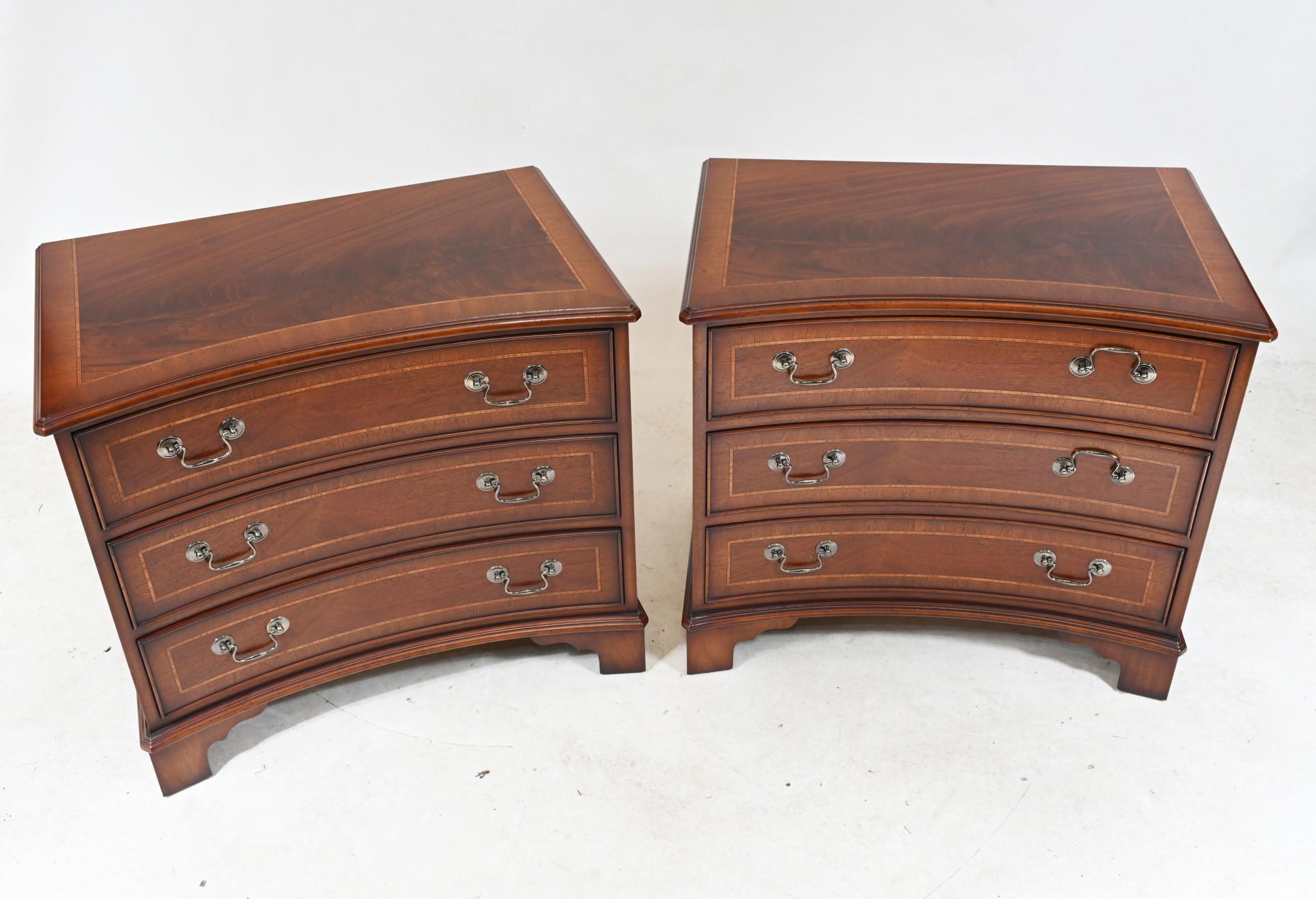 Pair Walnut Bedside Chests Regency Nightstands For Sale 3